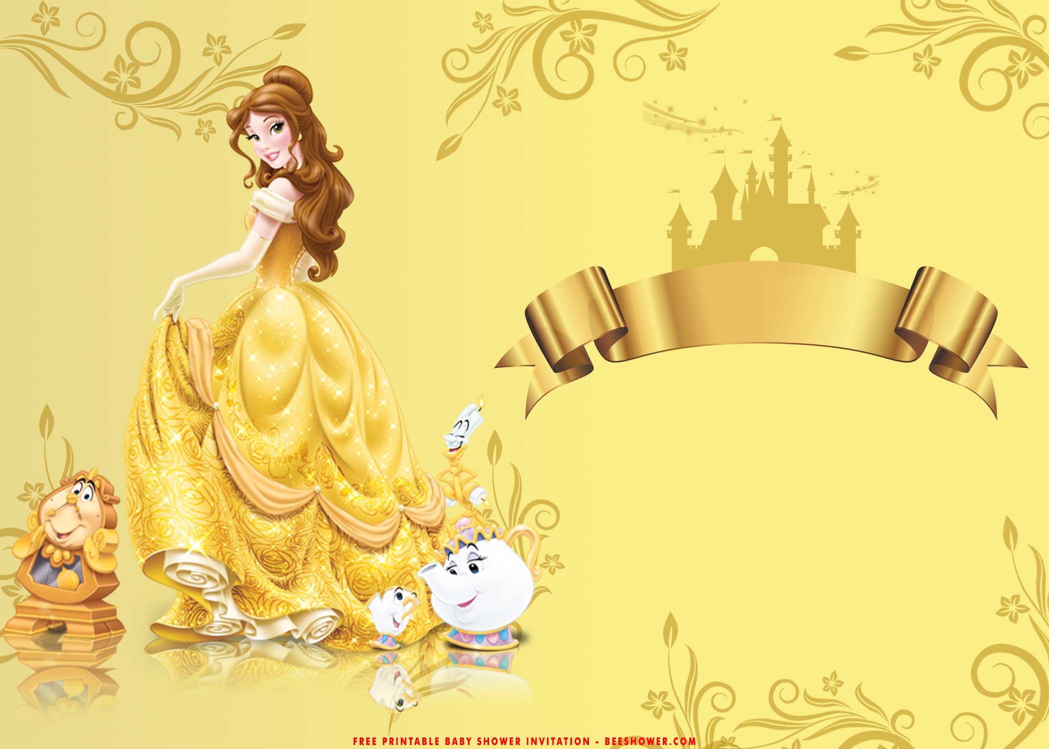 (FREE Printable) Romantic Beauty And The Beast Baby Shower Templates