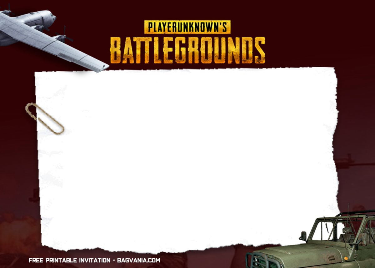 Free Printable Spectacular PUBG Birthday Invitation Templates With UAZ Car and Stunning Background Design