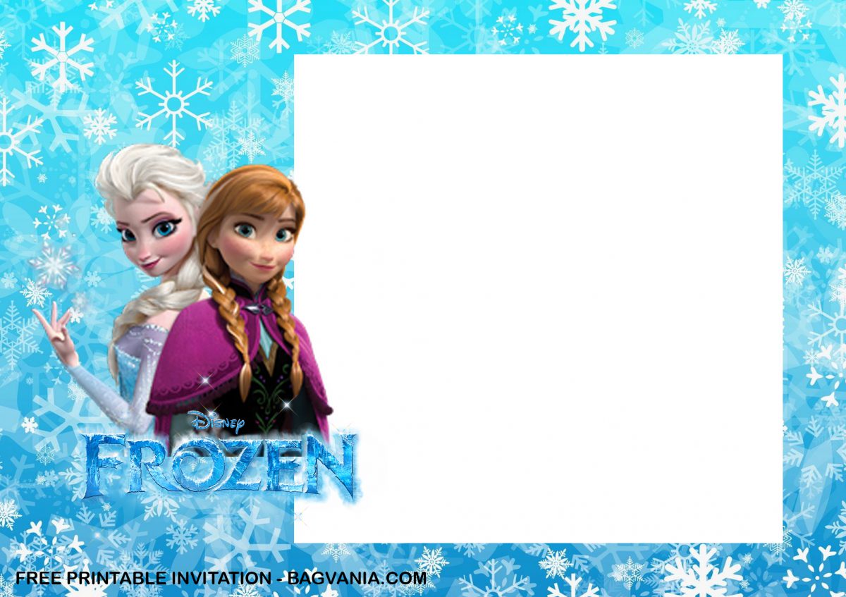 Free Printable Anna and Elsa Frozen Birthday Invitation Templates With Anna and Elsa Picture