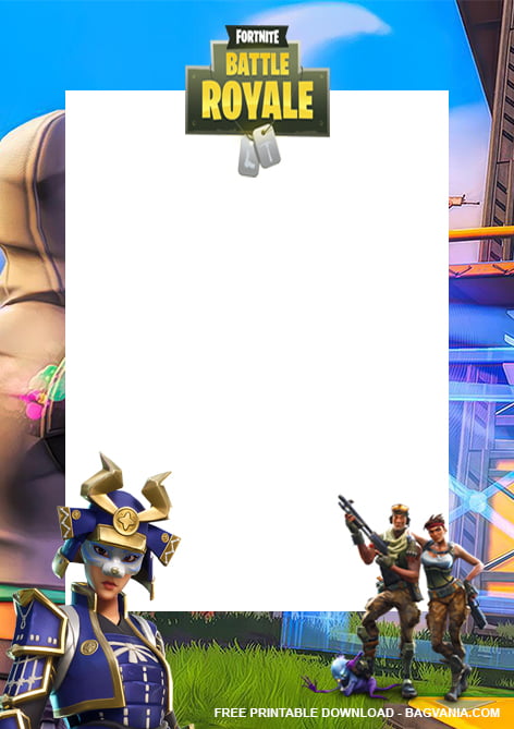 Free Printable Fortnite Birthday Invitation Templates With Text Box for party information