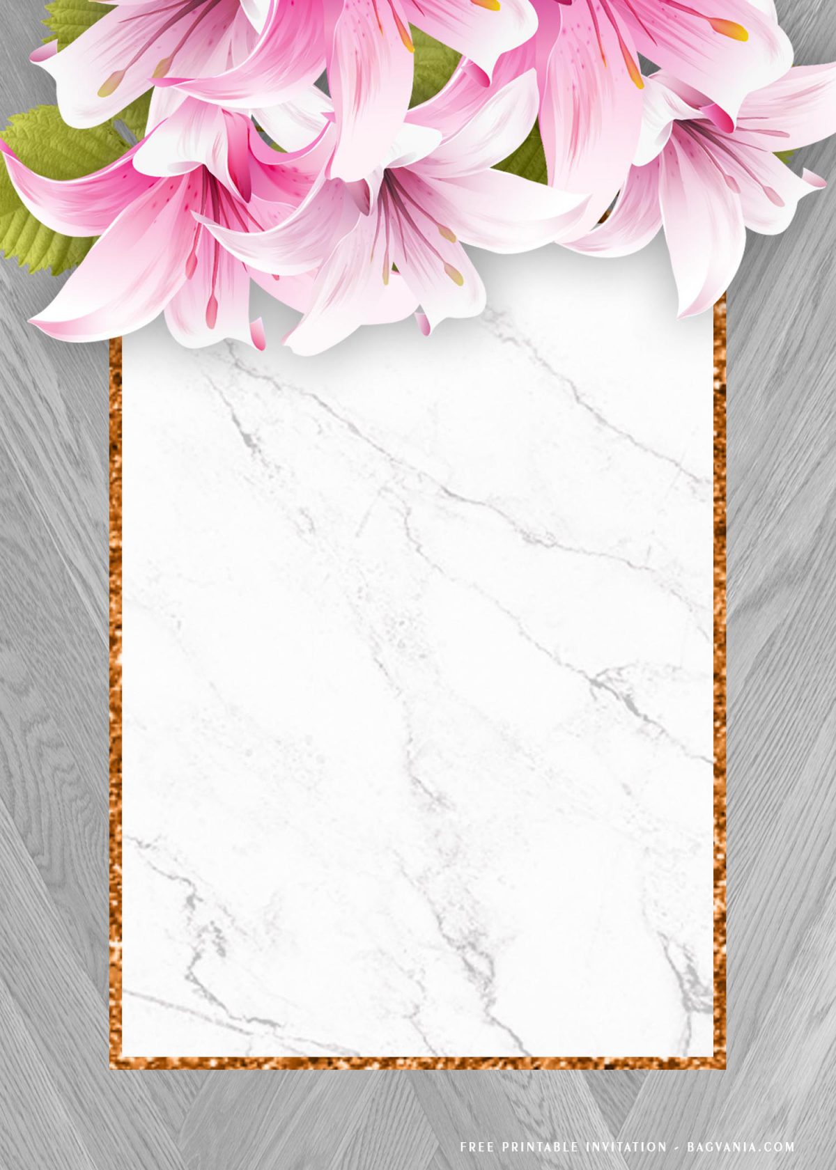 Free Printable Floral Frame On Wooden Baby Shower Invitation Templates With Portrait Design
