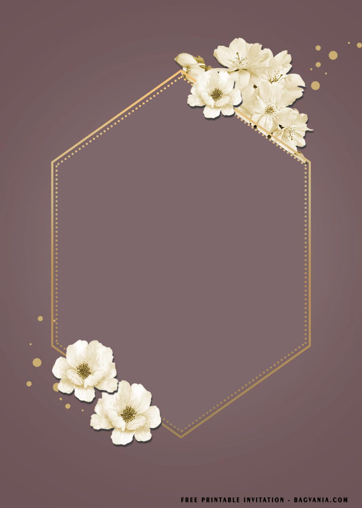 Free Printable Cherry Blossom Baby Shower Invitation Templates With Gold Text Frame
