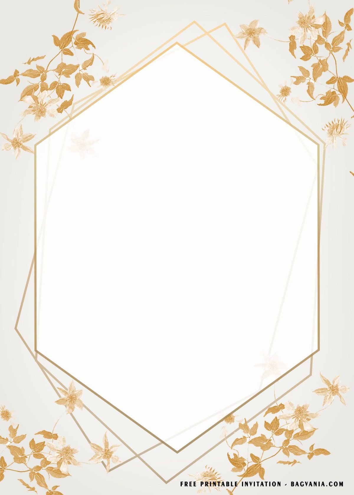 Free Printable Glitter Floral Baby Shower Invitation Templates With Geometrical Frame Design