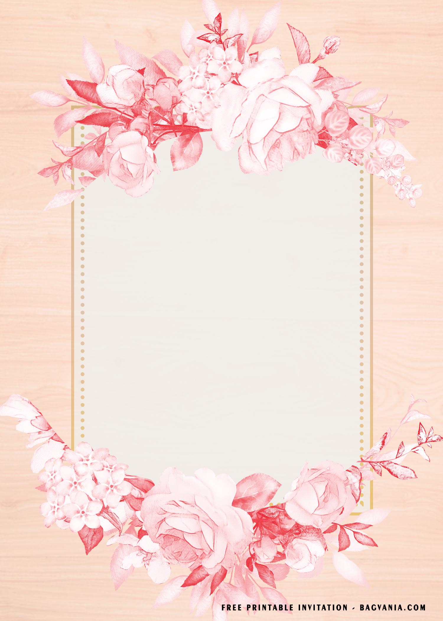 FREE Printable) – Pink Flower Gold Frame Baby Shower Invitation Templates |  FREE Printable Birthday Invitation Templates - Bagvania