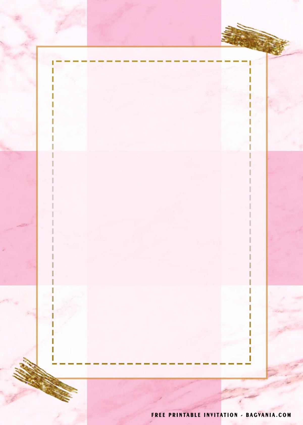 Free Printable Blank Rectangle Birthday Invitation Templates With Marble Style Background