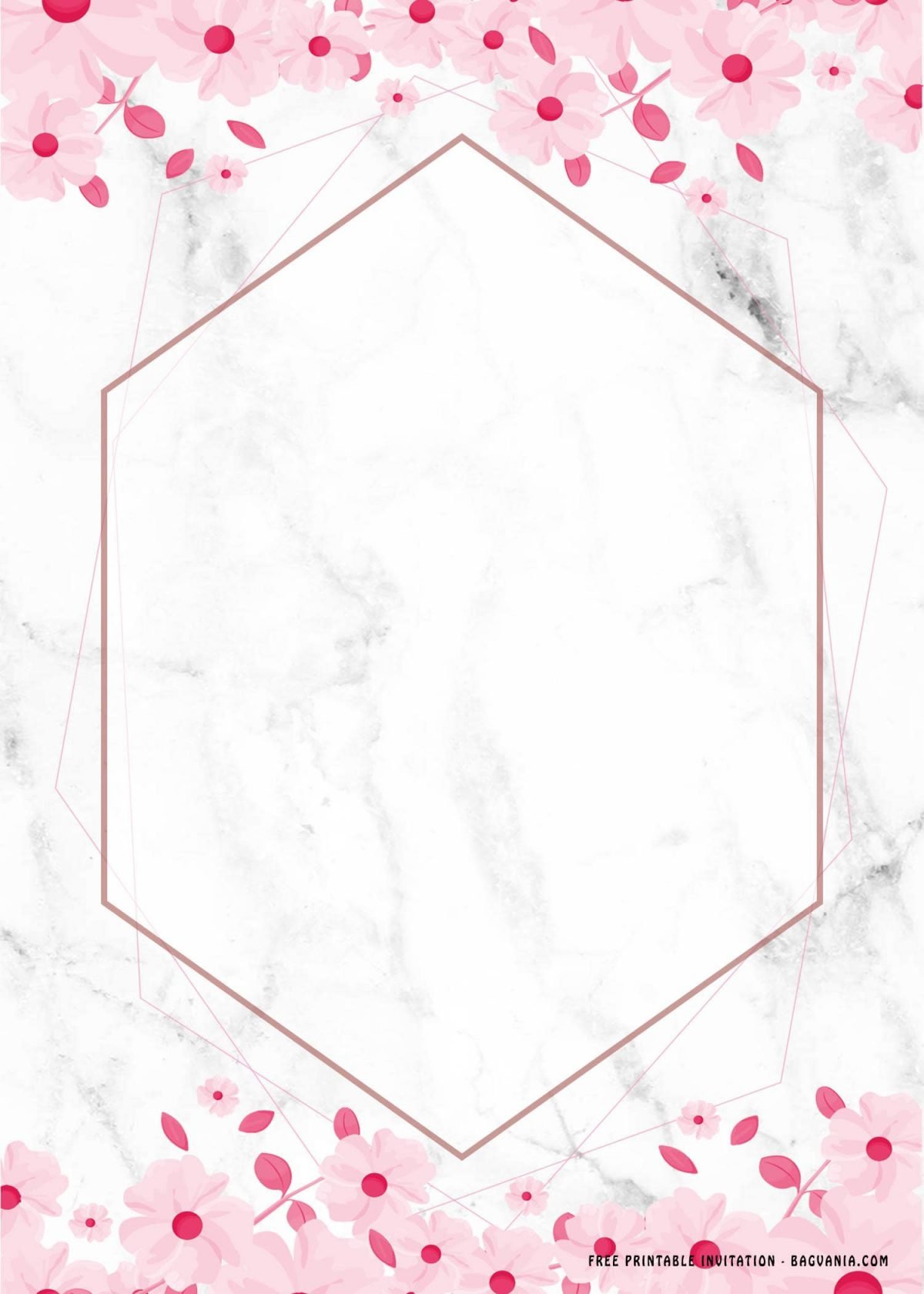 Free Printable Blush Pink Floral Birthday Invitation Templates With Portrait Design