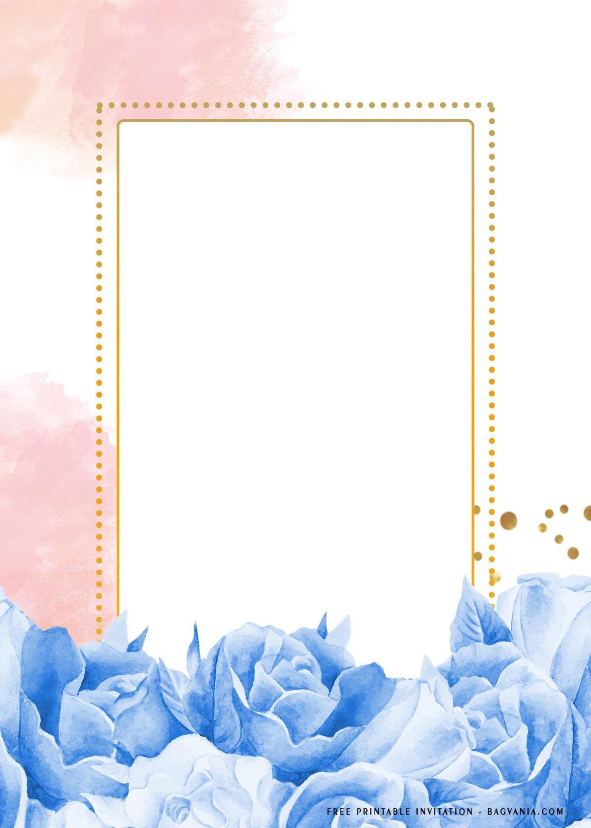 Free Printable Aesthetic Blue Roses Baby Shower Invitation Templates With 