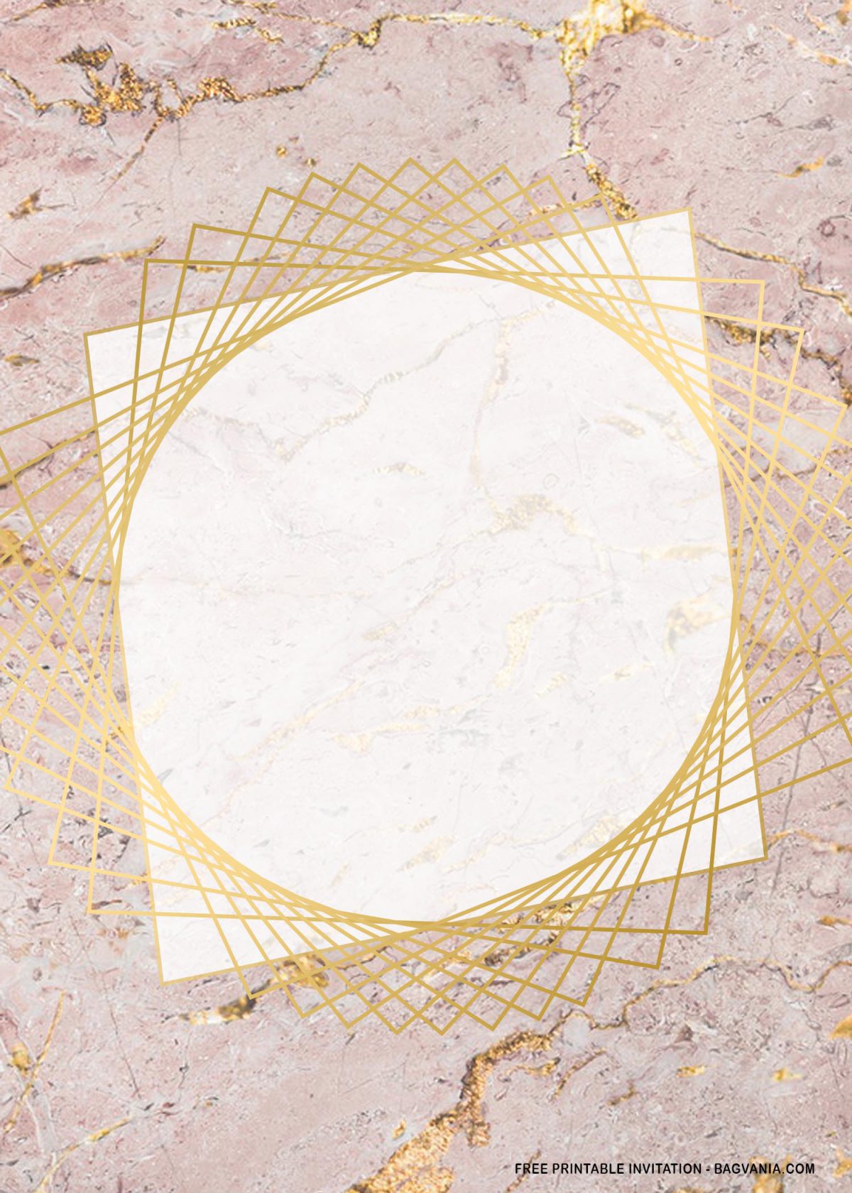 Free Printable Rectangle Gold Marble Baby Shower Invitation Templates With 