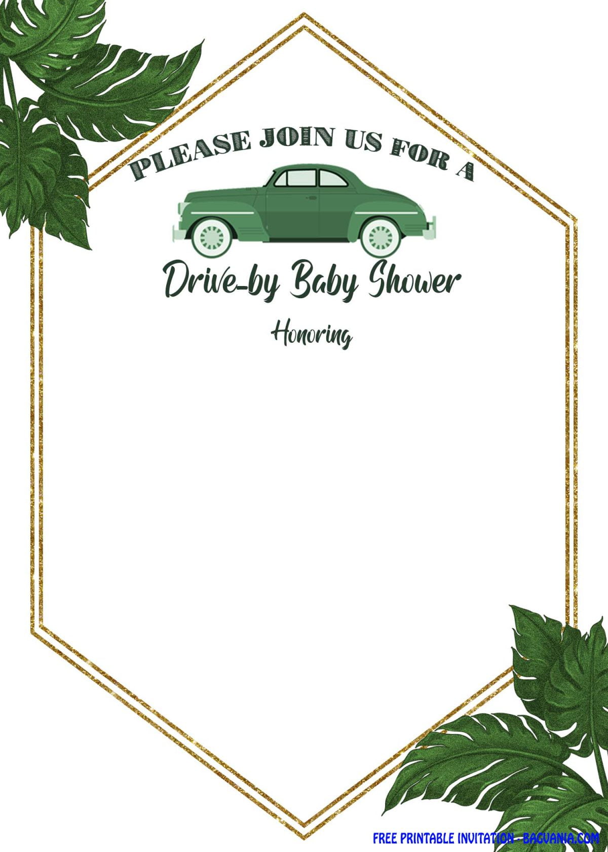 Free Printable Greenery Hexagonal Drive By Invitation Templates With 