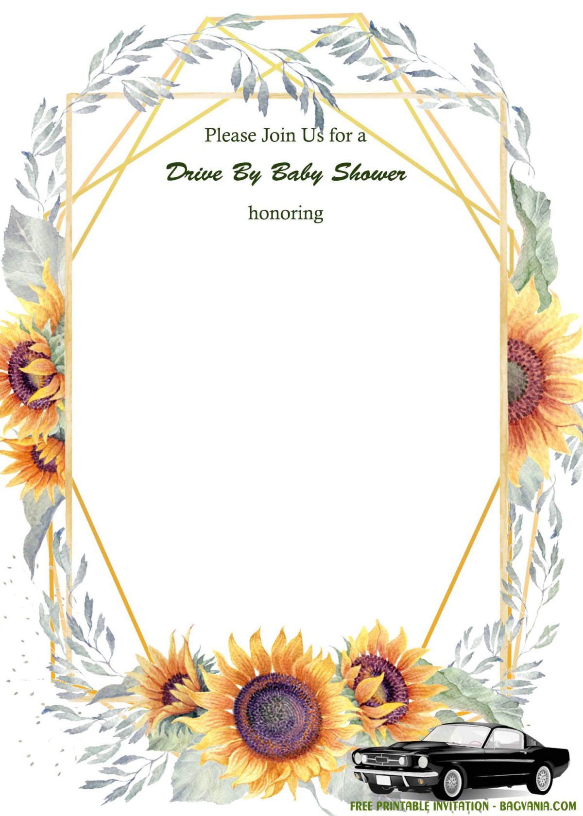 Free Printable Vintage Gold Invitation Templates With Classic Car Image