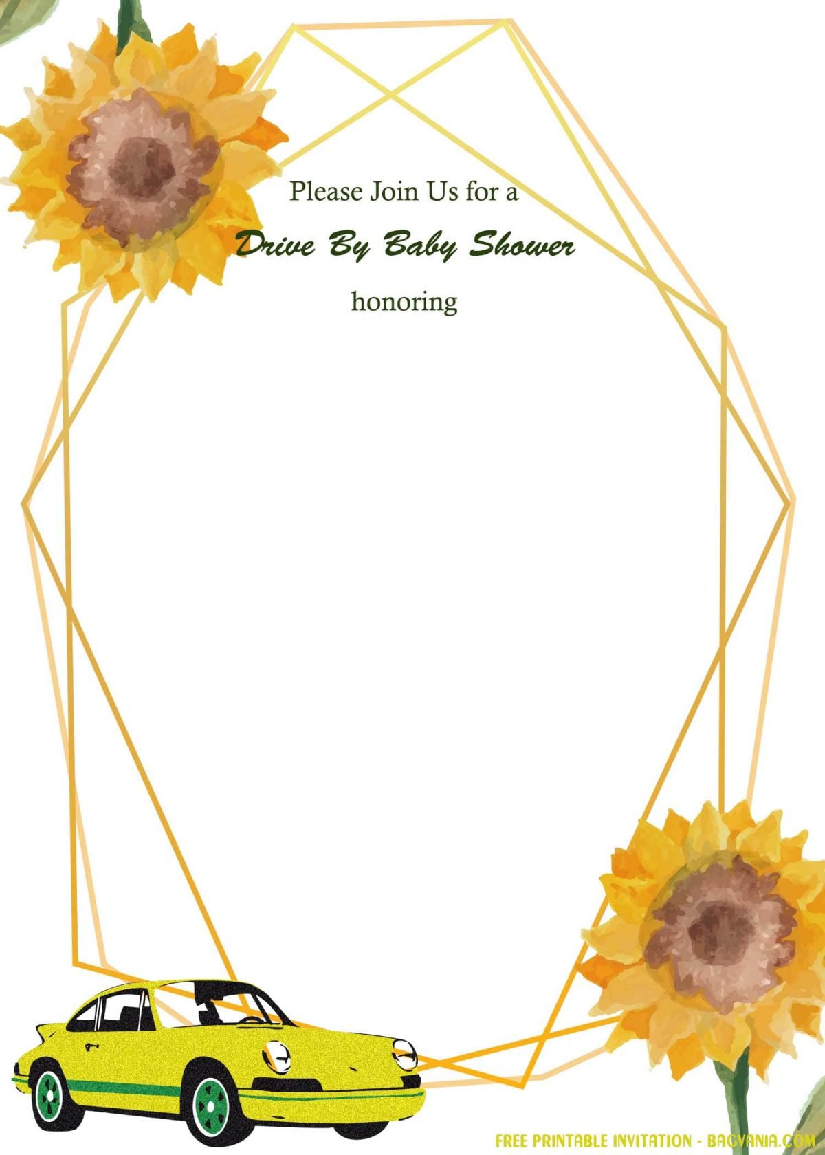 Free Printable Vintage Gold Invitation Templates With Sunflowers