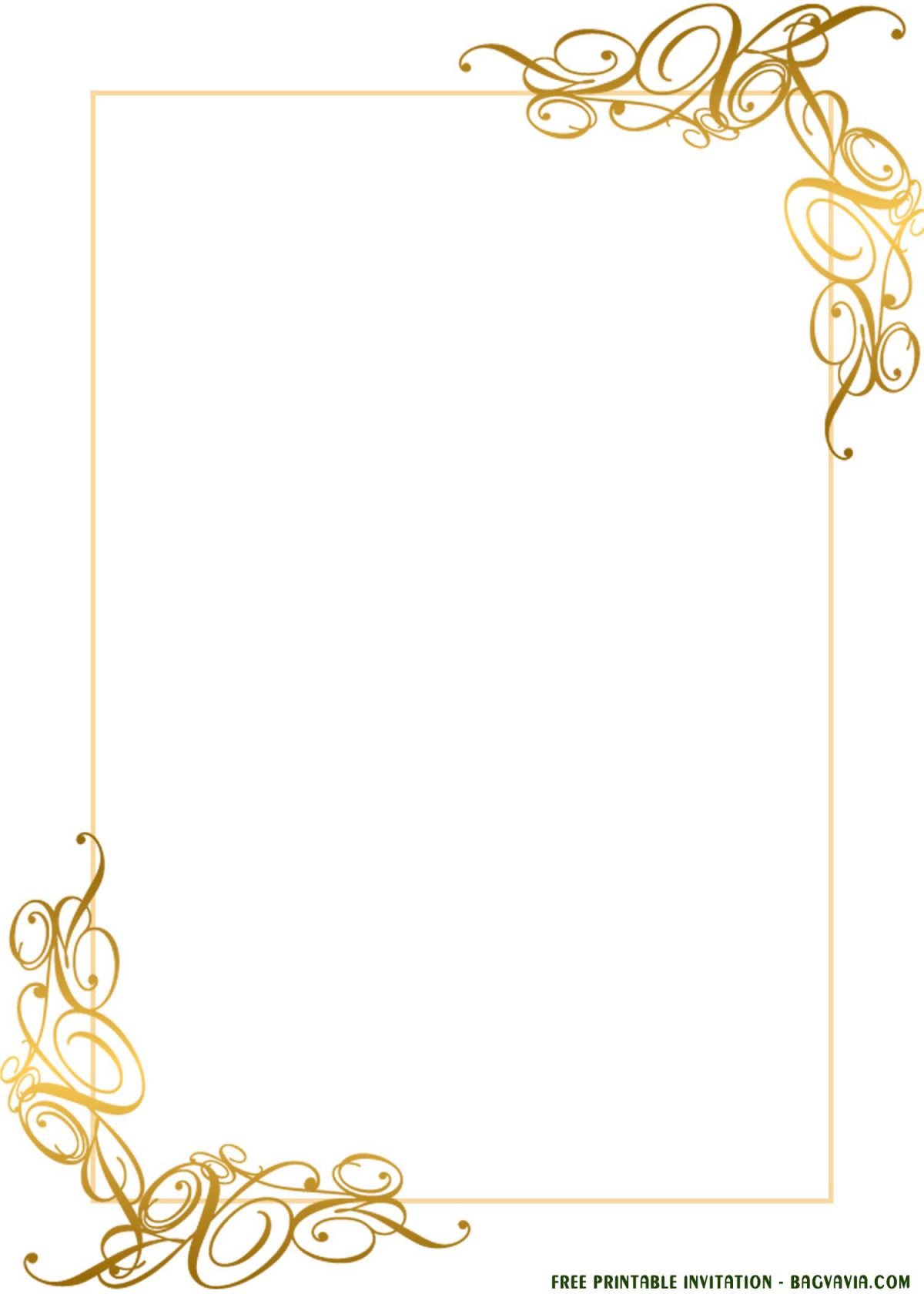 Free Printable Gold Lace Invitation Templates For Any Occasions With White Background