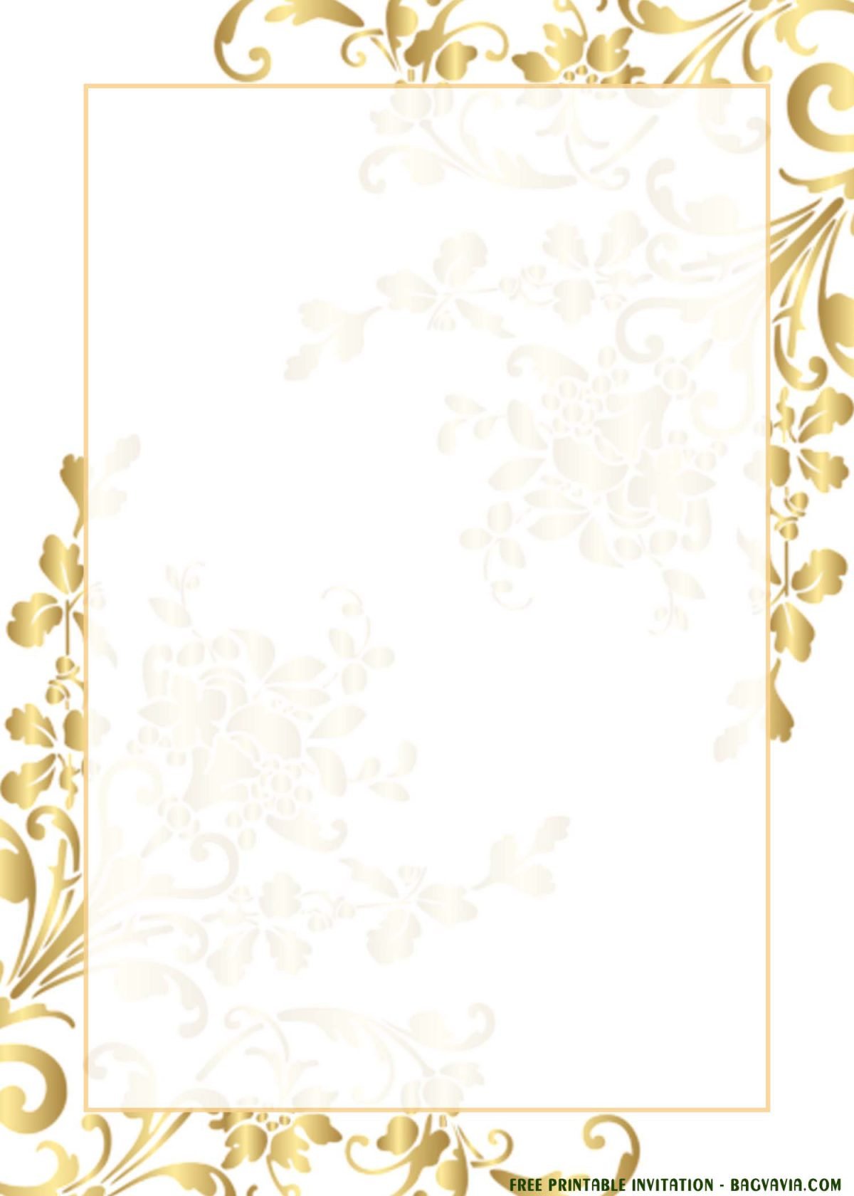 Free Printable Gold Lace Invitation Templates For Any Occasions With Portrait Orientatio Cards