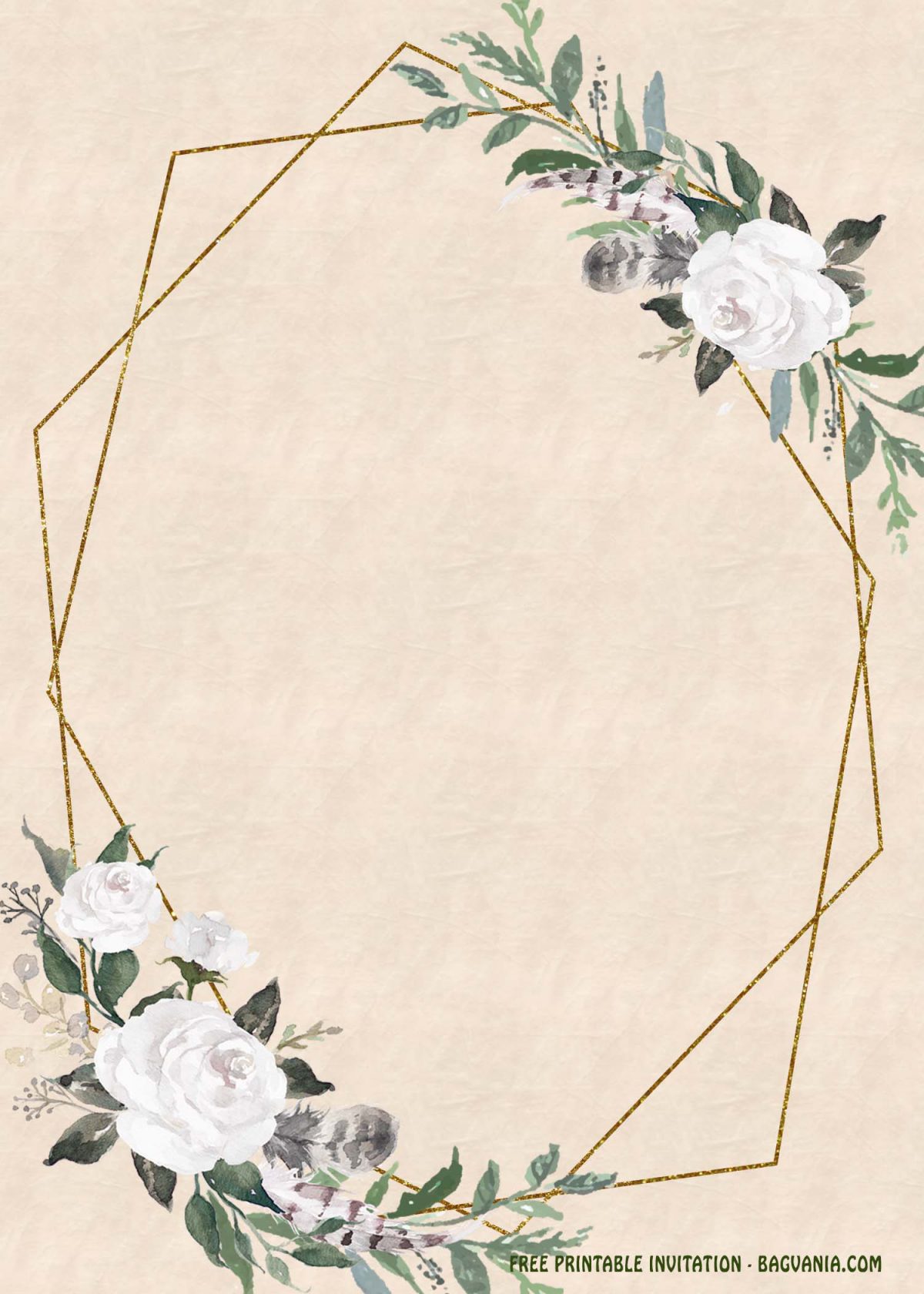 Free Printable Elegant Roses Wedding Invitation Templates With White Roses