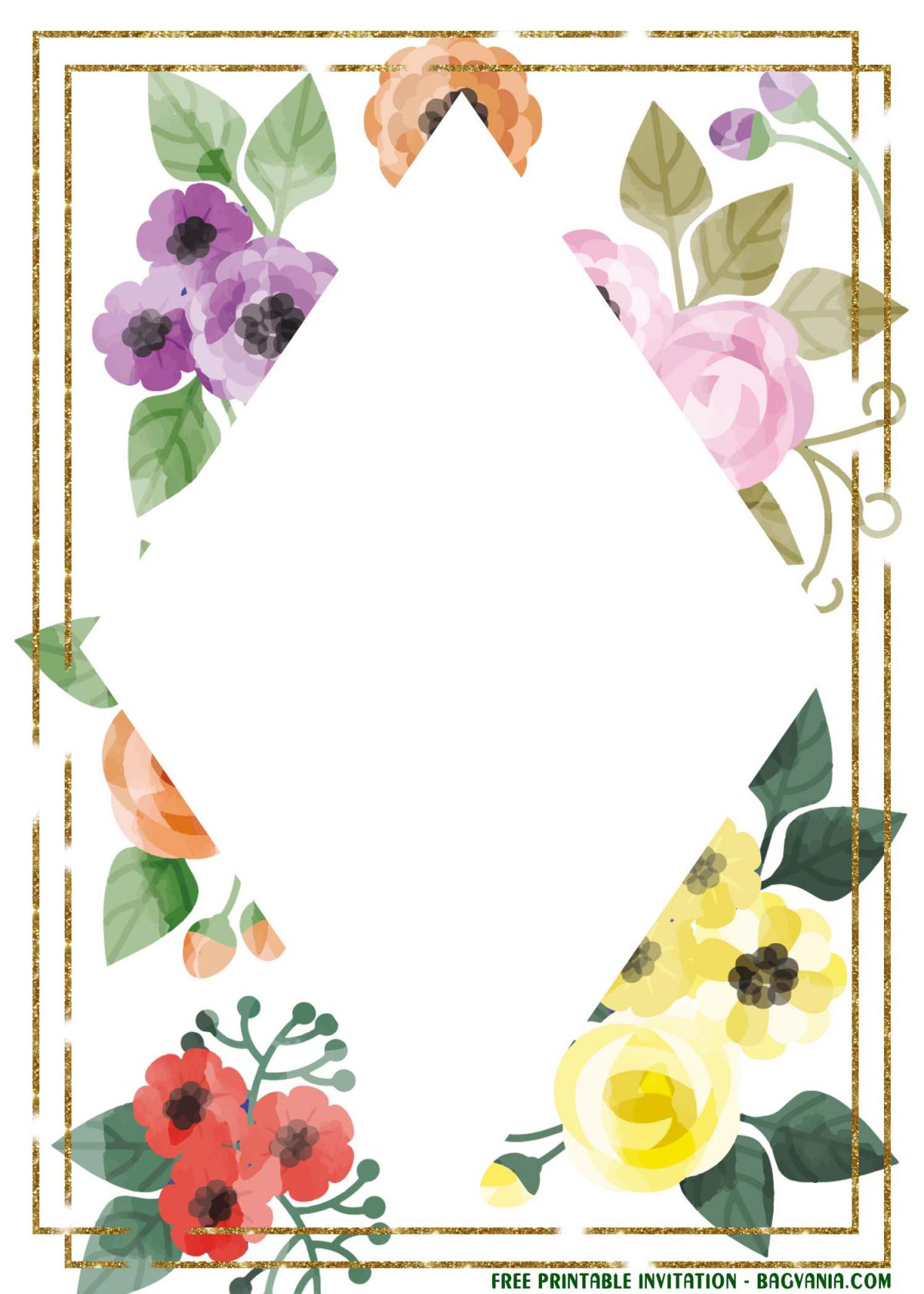 Free Printable Floral Frame Invitation Templates With Watercolor Floral