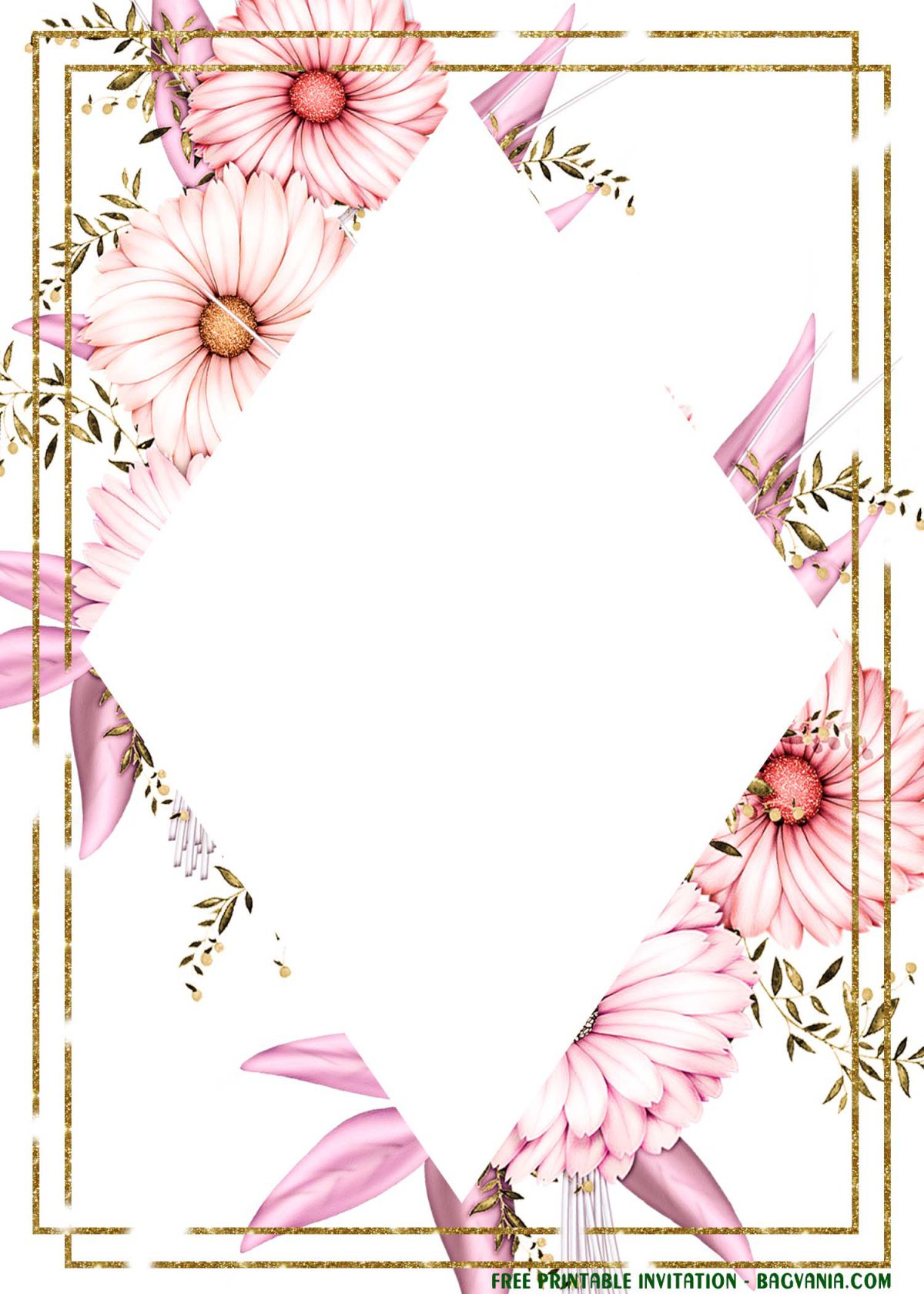 Free Printable Floral Frame Invitation Templates With White Background