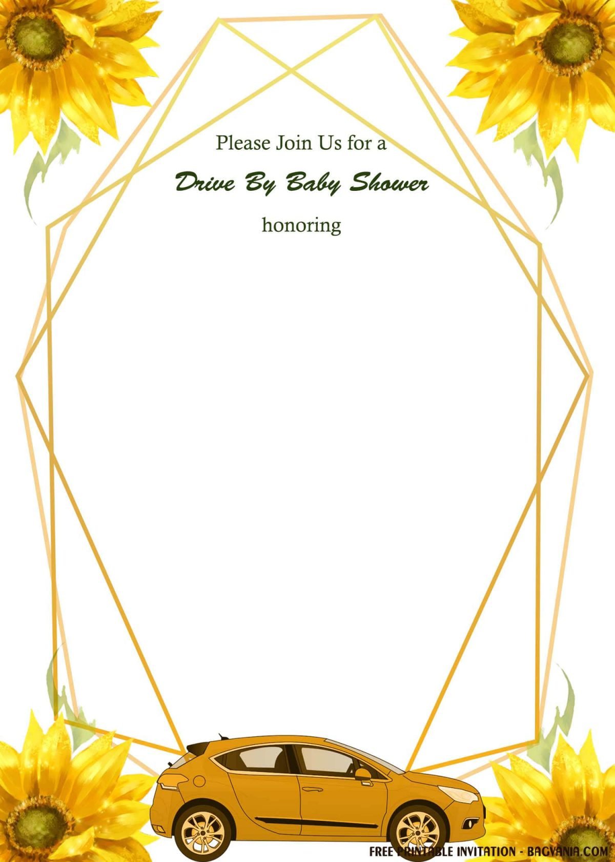 Free Printable Vintage Gold Invitation Templates With Gold Geometric Style Text Frame