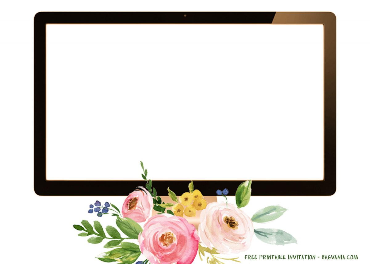 Free Printable Virtual Baby Shower Invitation Templates With Floral Painting