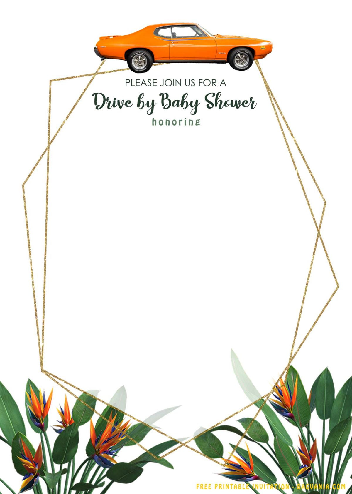 Free Printable Retro Floral Drive By Baby Shower Invitation Templates With 