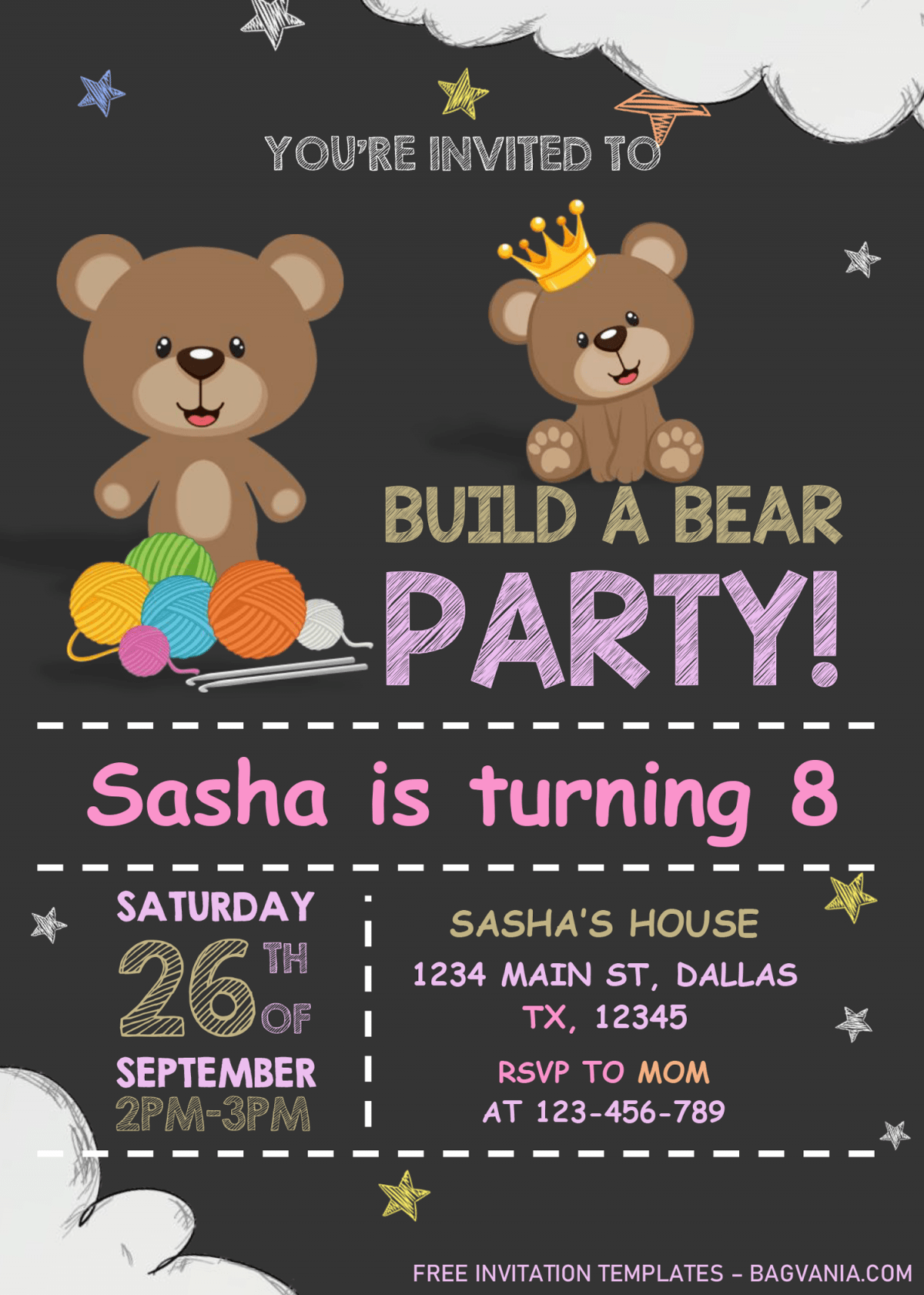 Build A Bear Birthday Invitation Templates - Editable With MS Word and has