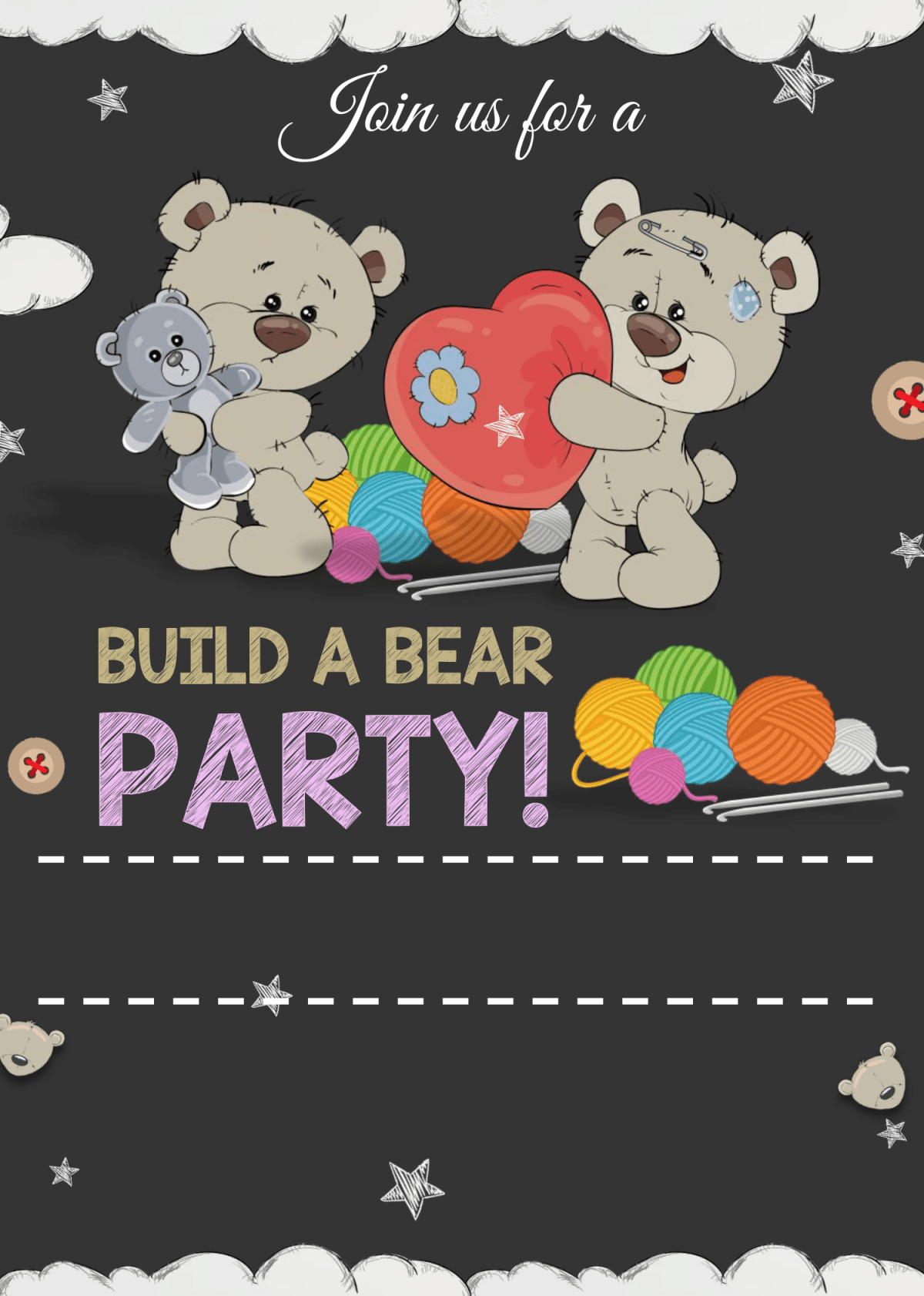 Build A Bear Birthday Invitation Templates - Editable With MS Word