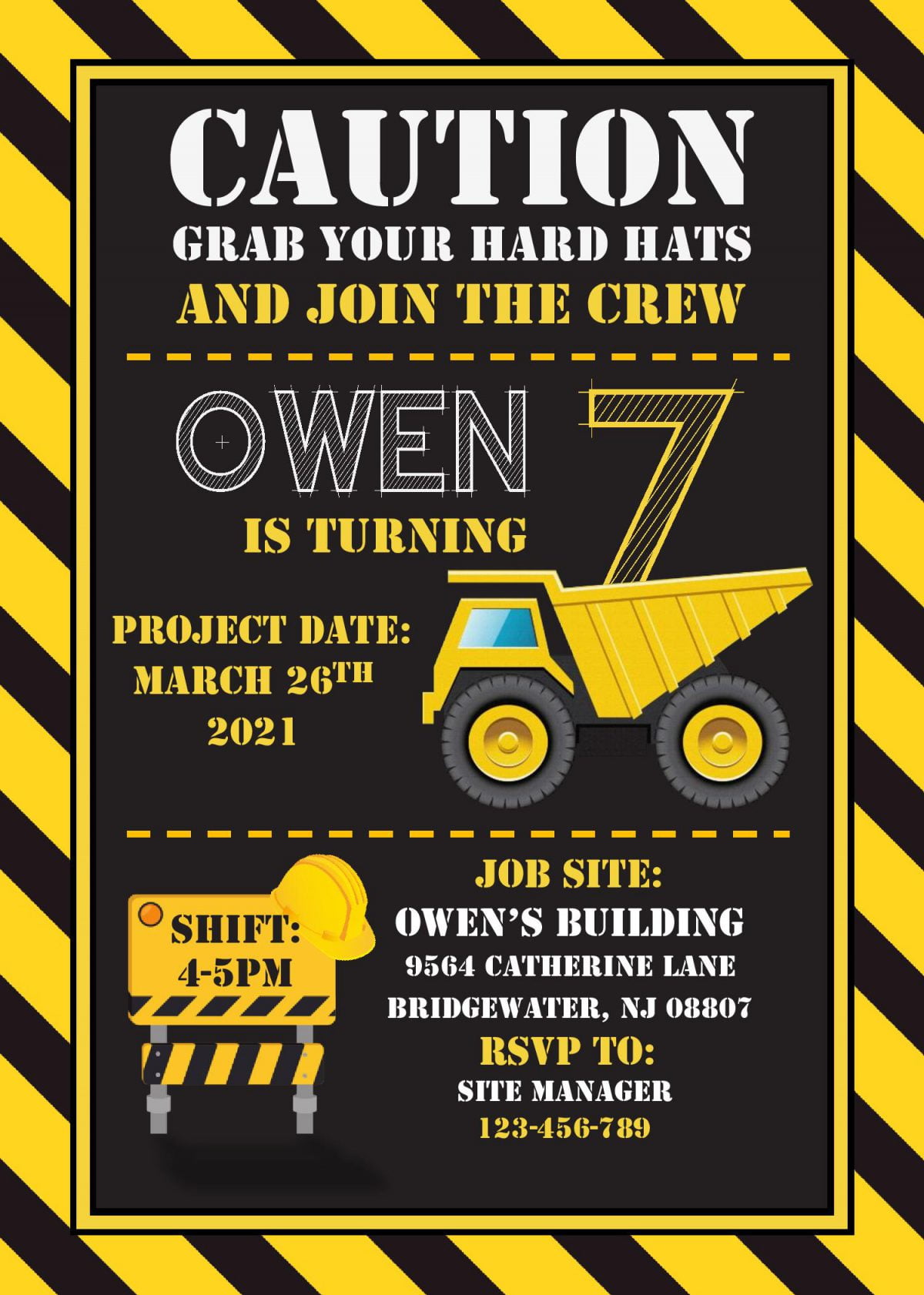 Construction Birthday Invitation Templates - Editable With MS Word and has 