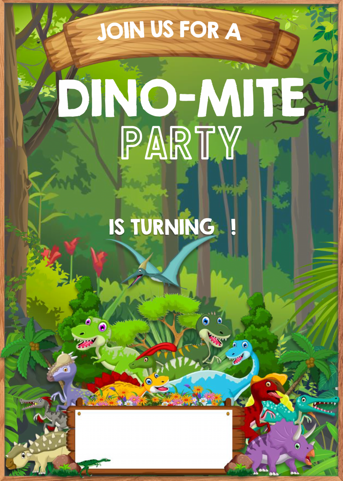 Dinosaur Invitation Templates - Editable With MS Word and has cute t-rex and ankylosaurus