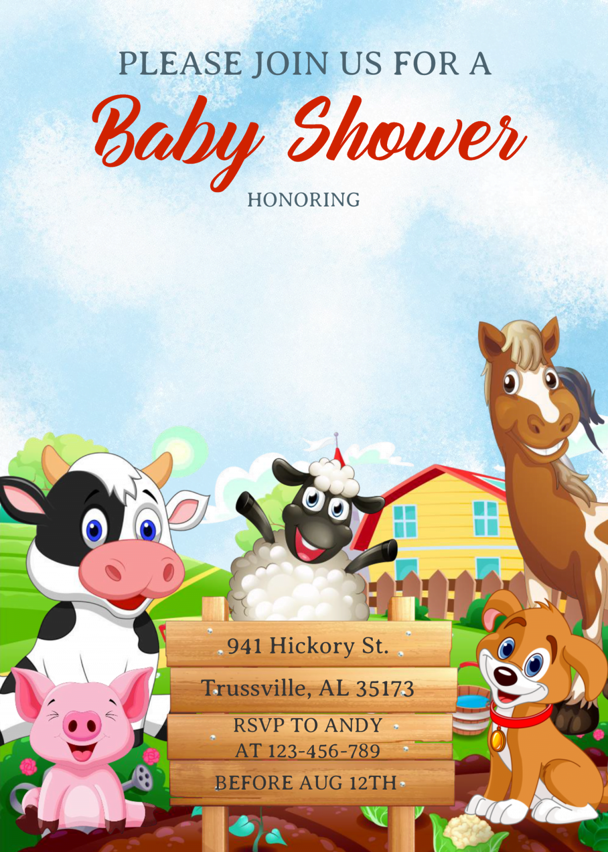 Farm Animals Invitation Templates - Editable With Microsoft Word and has shaun the sheep graphics