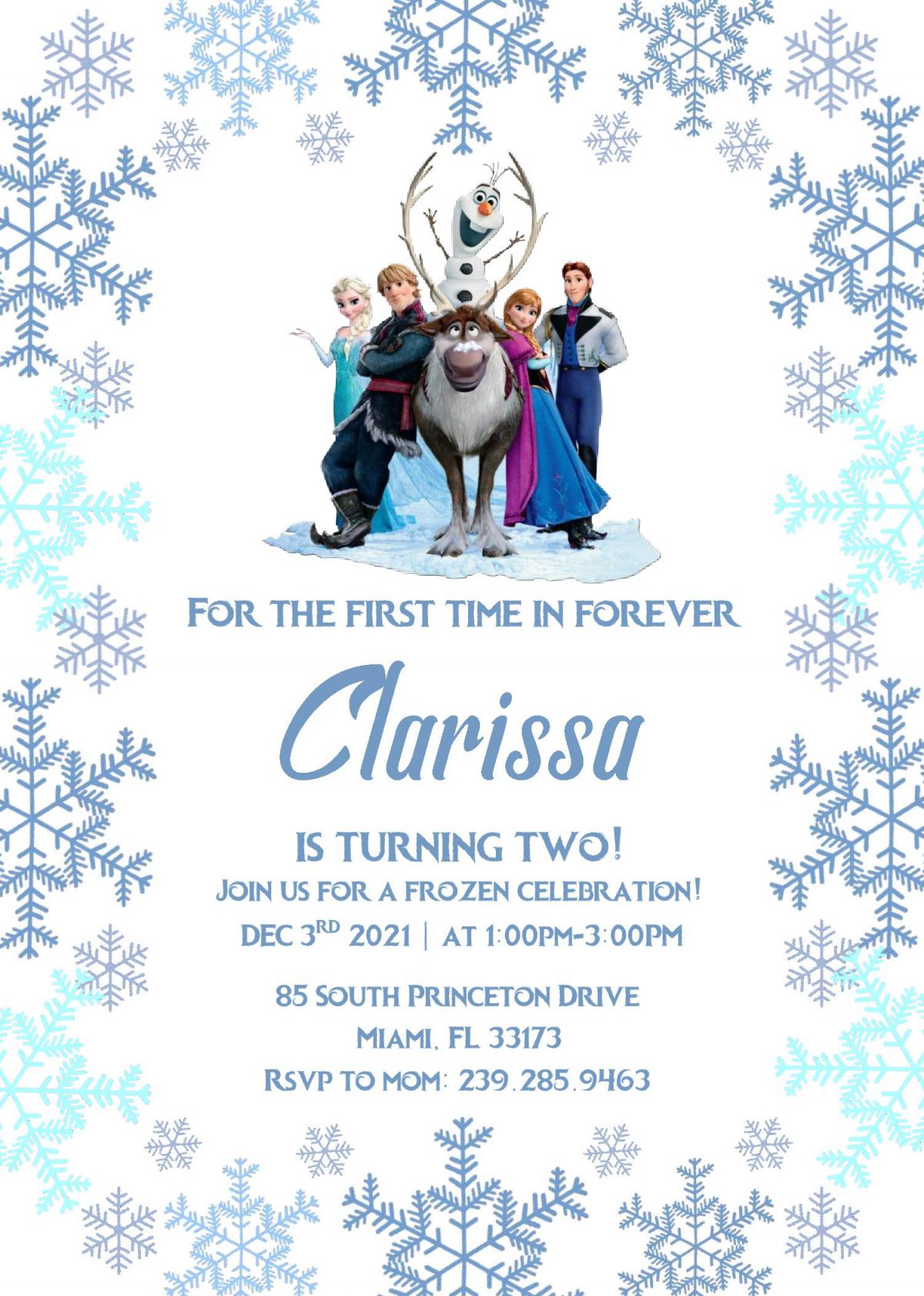 Frozen Invitation Templates - Editable With MS Word and has all frozen characters