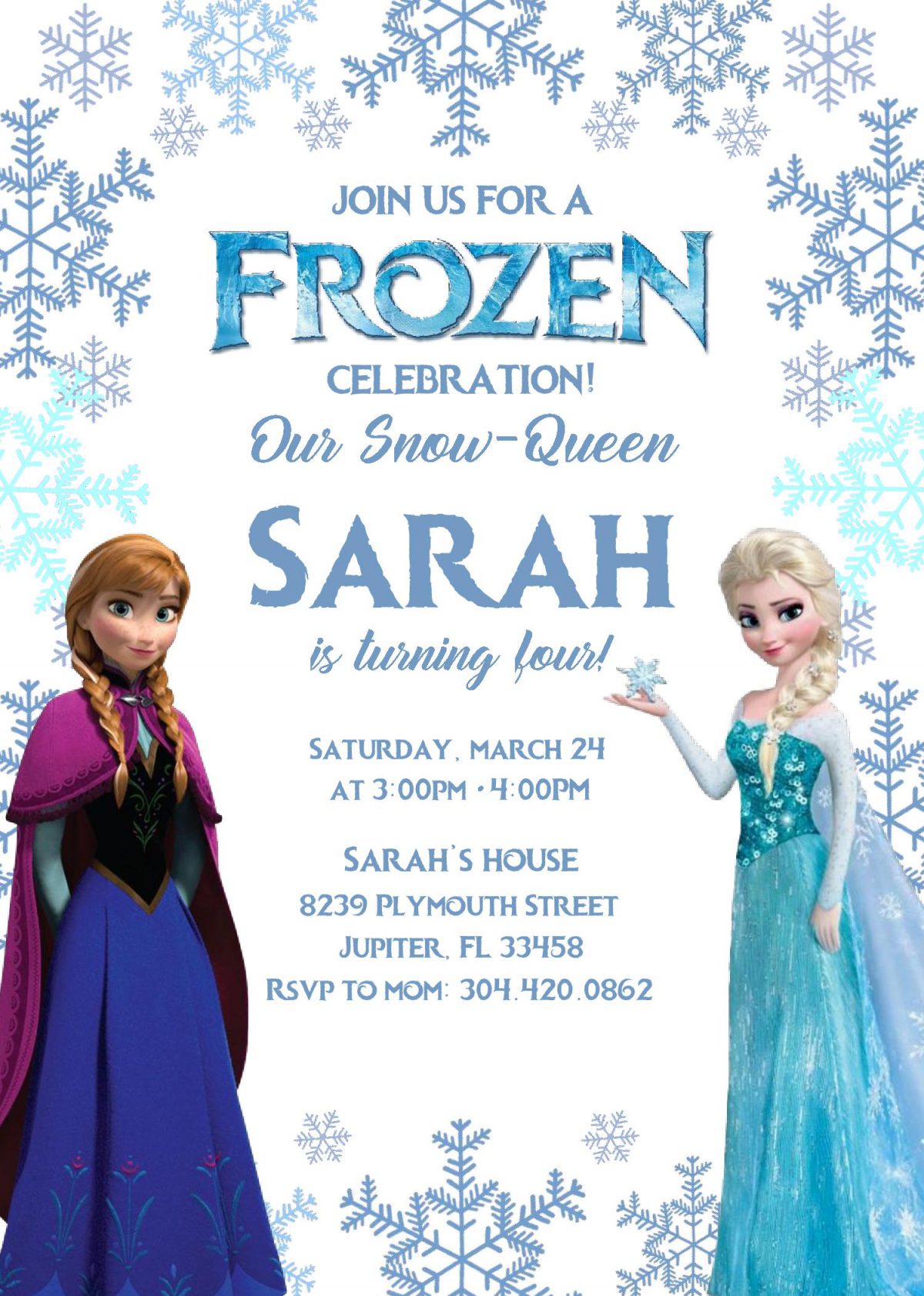 Frozen Invitation Templates - Editable With MS Word and has anna and elsa