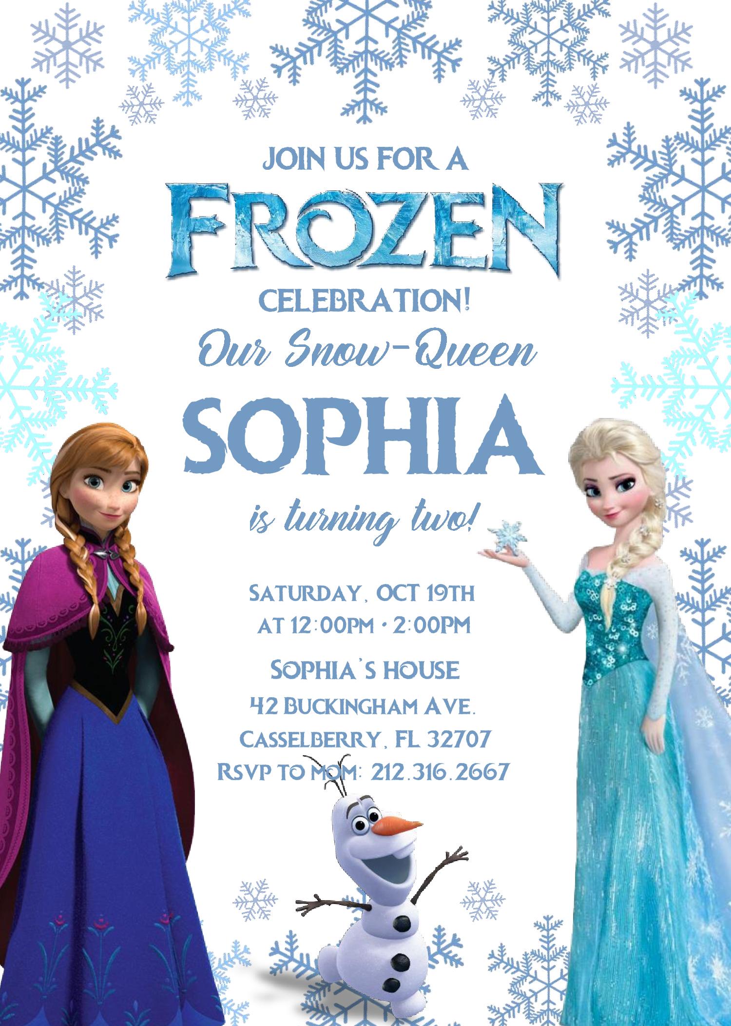 Templates Frozen Birthday Party Invitation Ice Princess Birthday 