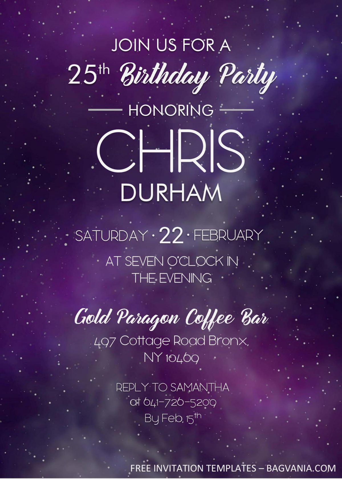 Galaxy Birthday Invitation Templates - Editable With MS Word and has constellation stars
