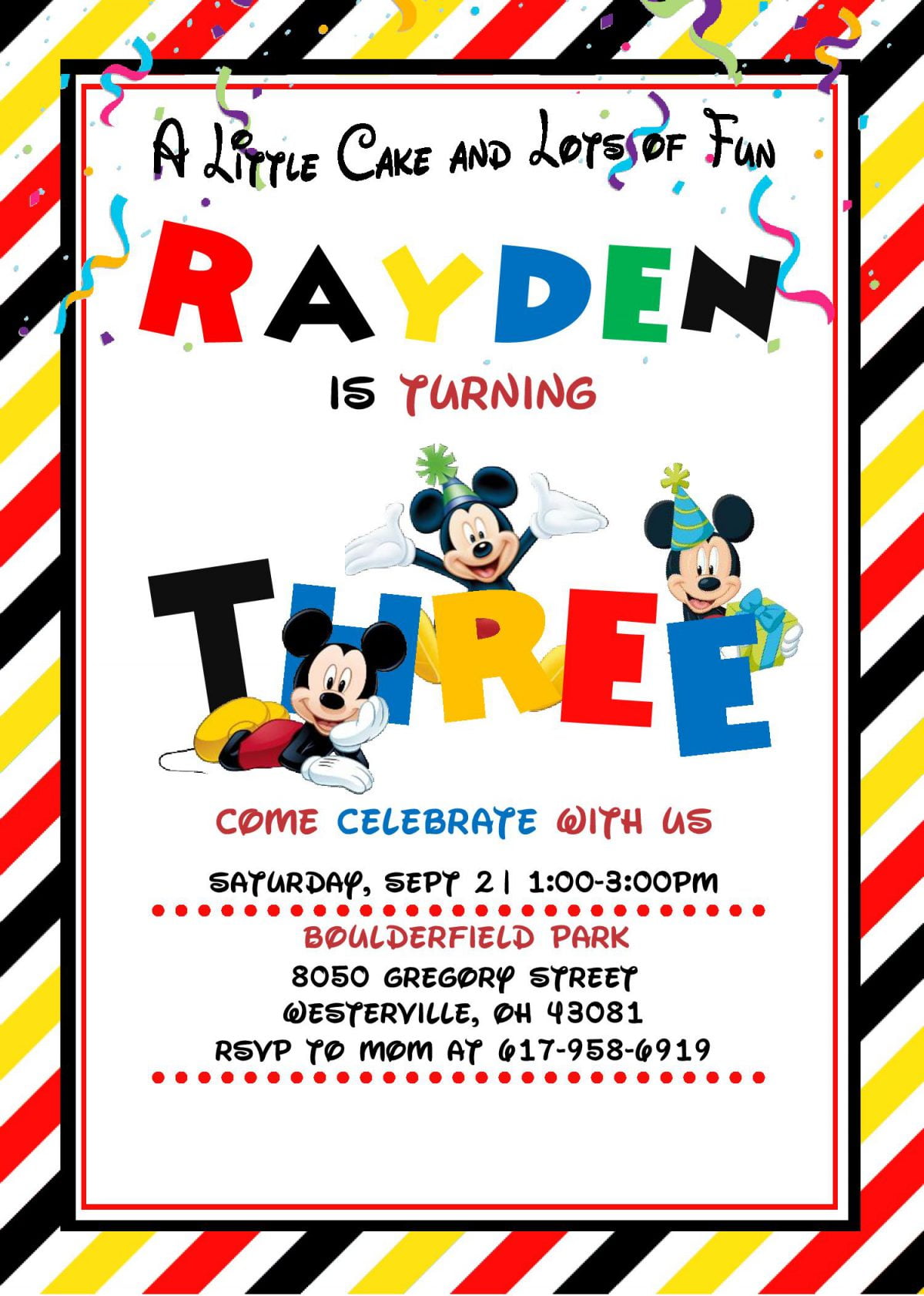 Cute Mickey Mouse Invitation Templates - Editable With MS Word and has cool fonts