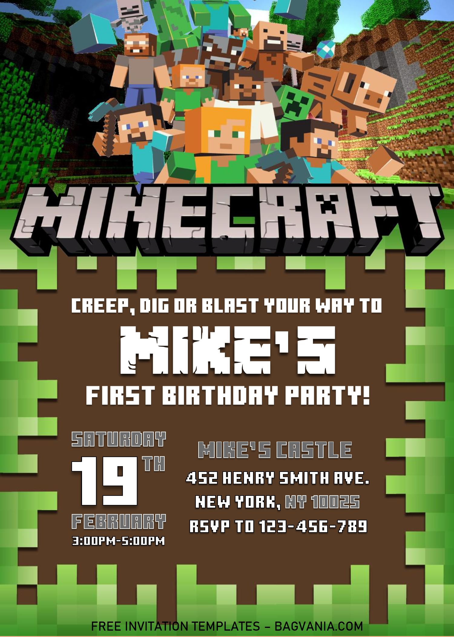 Minecraft Birthday Card Template