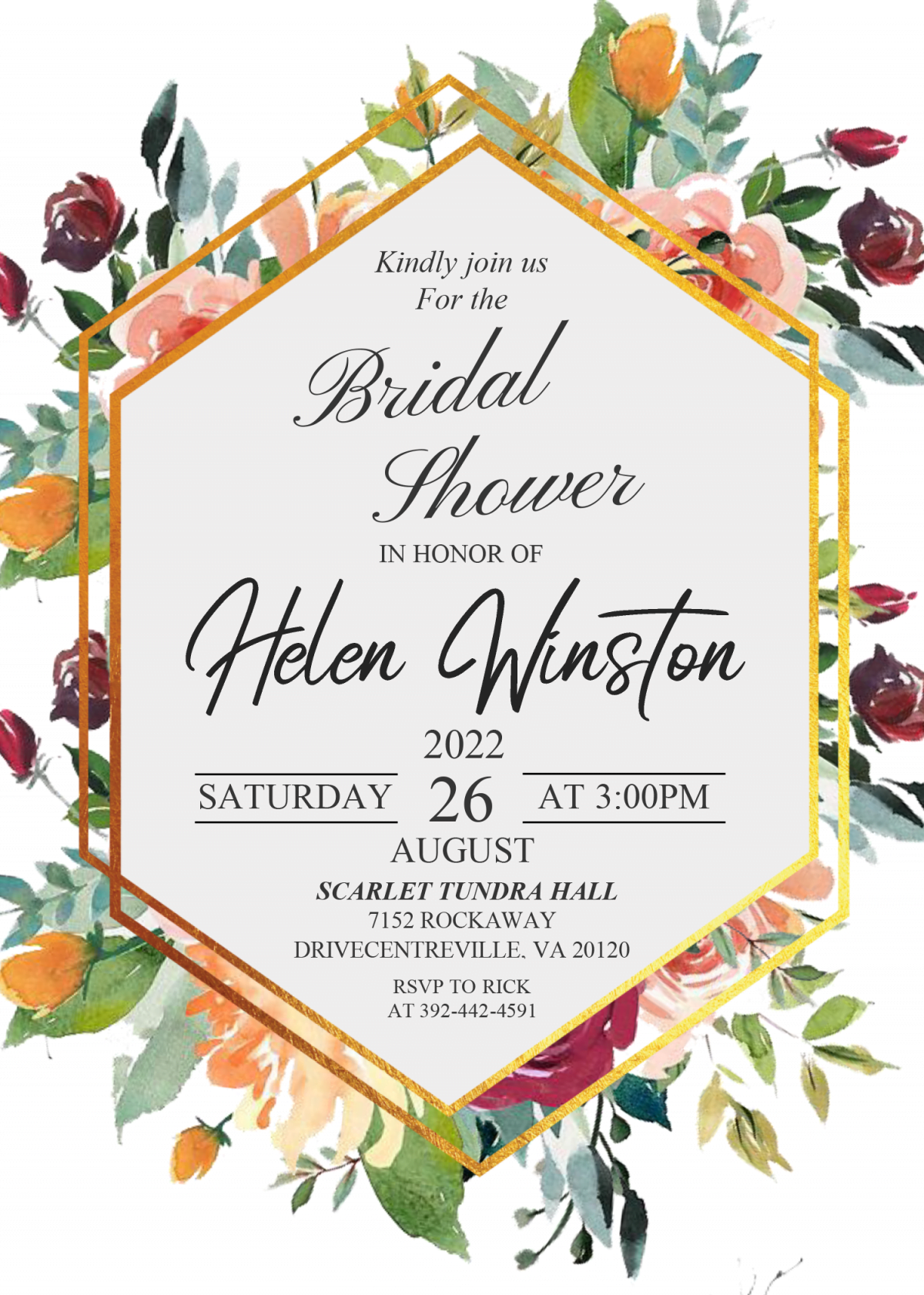 Modern Floral Invitation Templates - Editable .DOCX and has watercolor floral painting