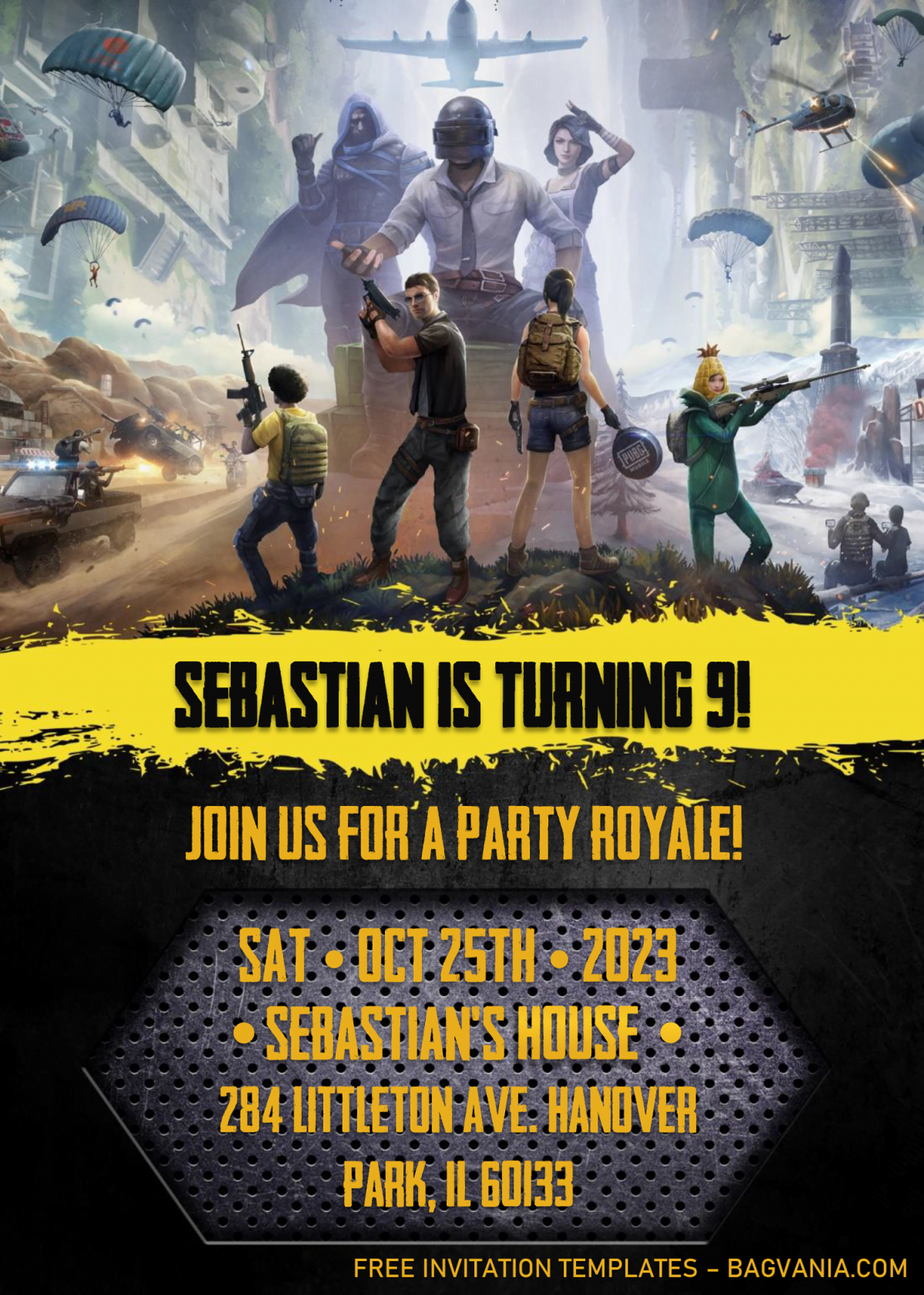 PUBG Birthday Invitation Templates - Editable .Docx With MS Word and has 