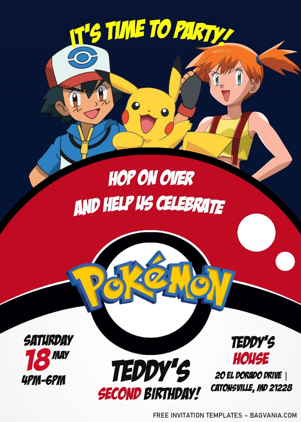 Pokemon Invitation Templates - Editable With MS Word and has misty and poke ball