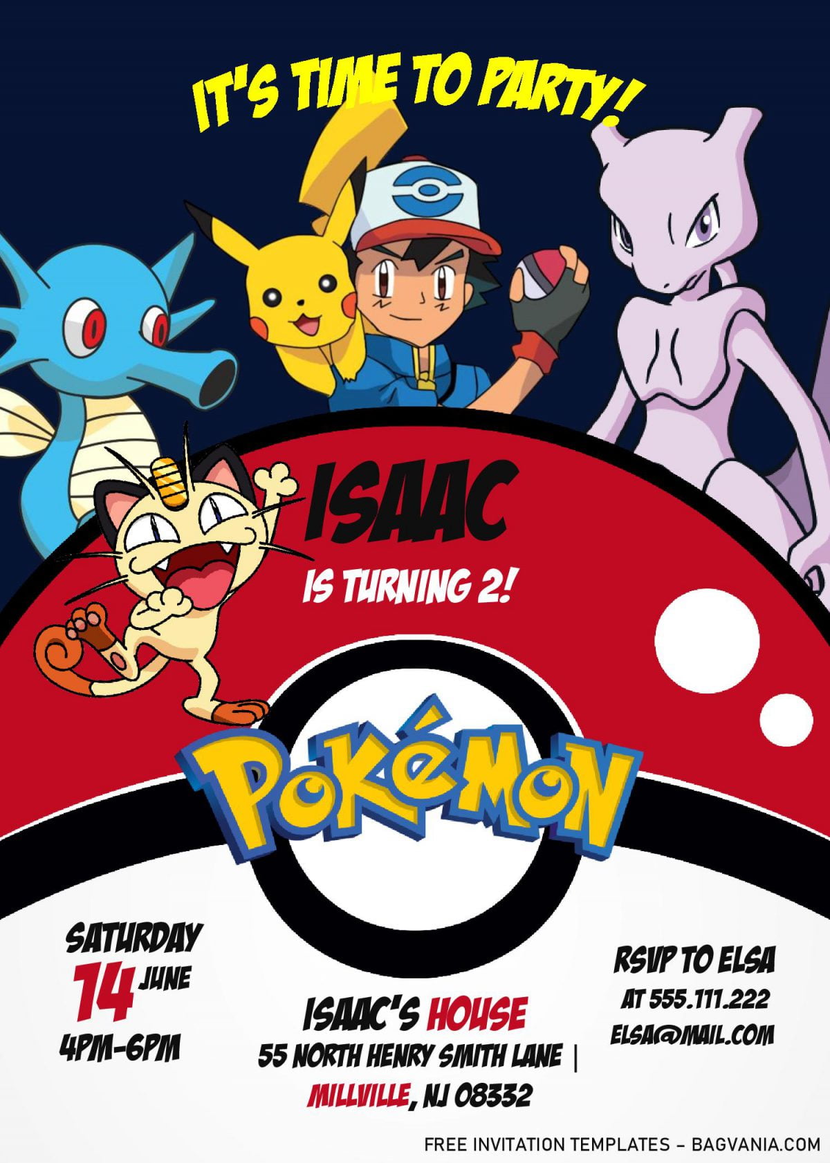 Pokemon Invitation Templates - Editable With MS Word and has meowth and meo...