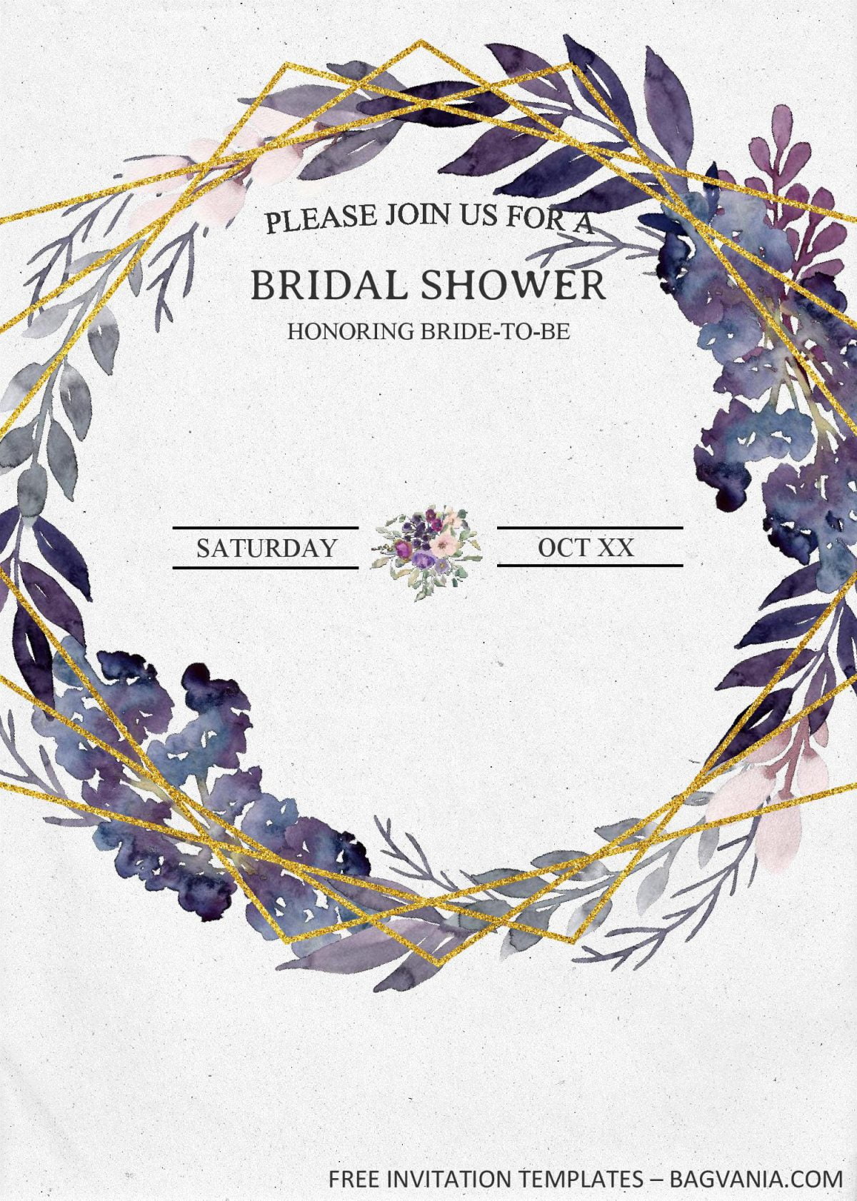 Purple Floral Invitation Templates - Editable With MS Word