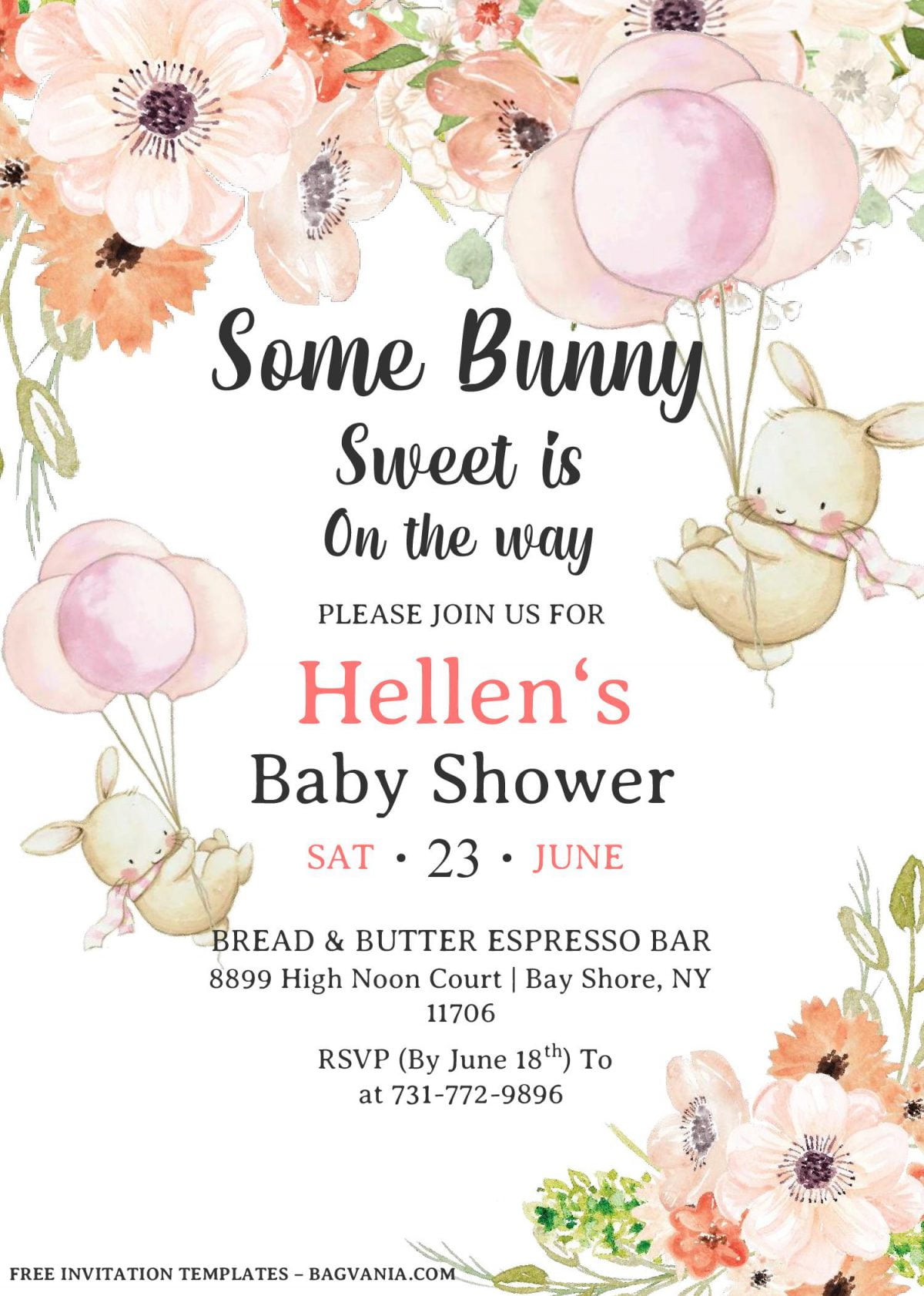 Some Bunny Invitation Templates - Editable With MS Word and has portrait orientation