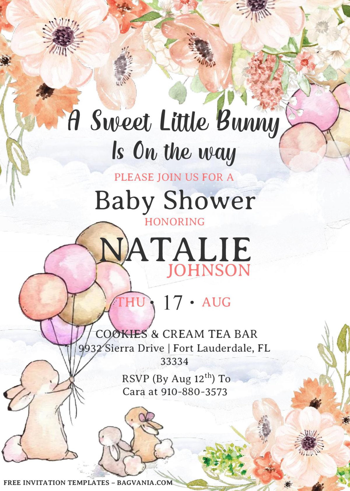 Some Bunny Invitation Templates - Editable With MS Word and has aesthetic fonts