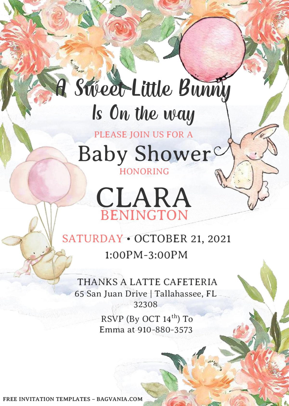 Some Bunny Invitation Templates - Editable With MS Word and has greenery foliage