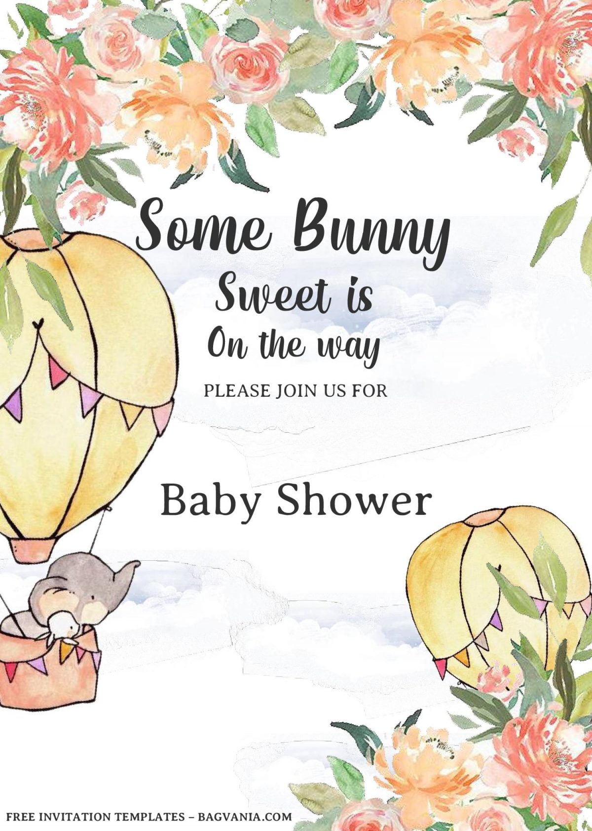 Some Bunny Invitation Templates - Editable With MS Word and has hot air balloons