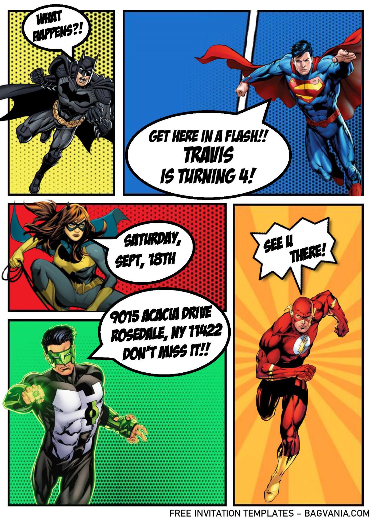 Superhero Comic Invitation Templates - Editable With MS Word