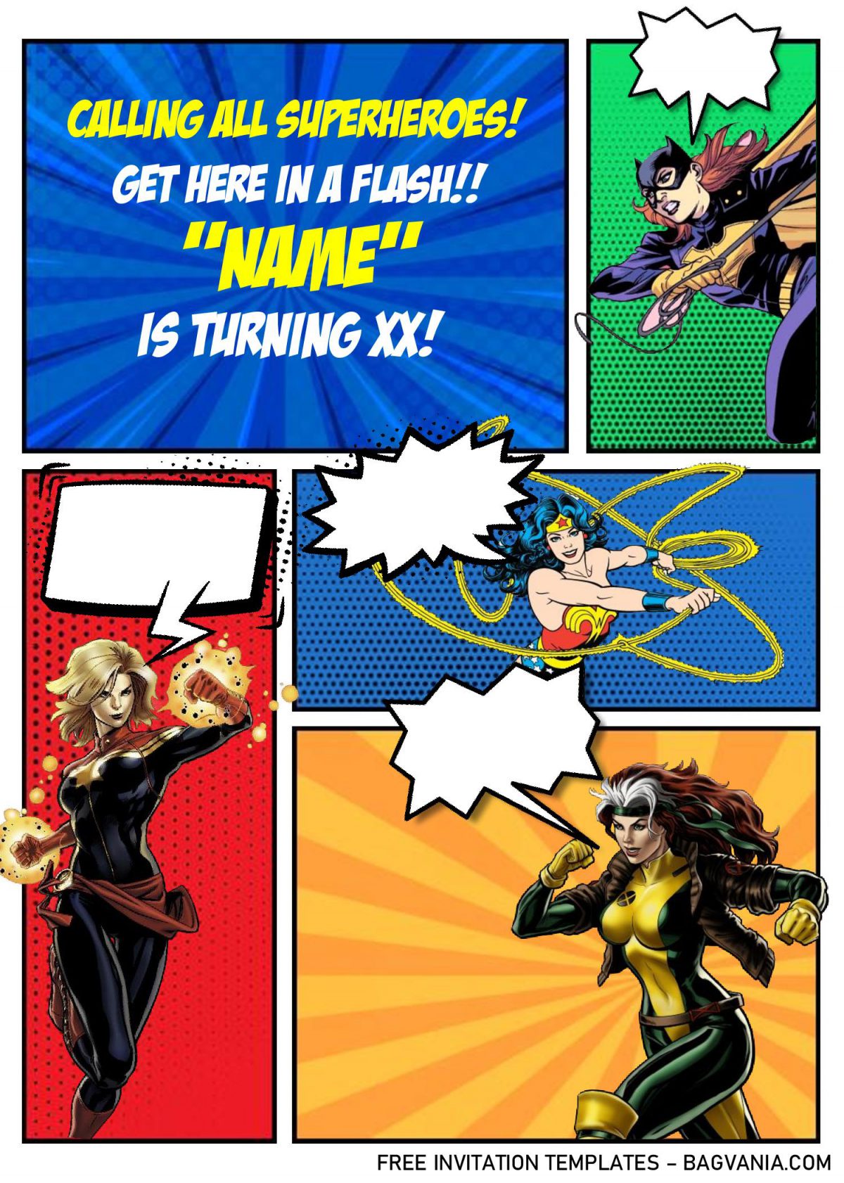 Superhero Comic Invitation Templates - Editable With MS Word
