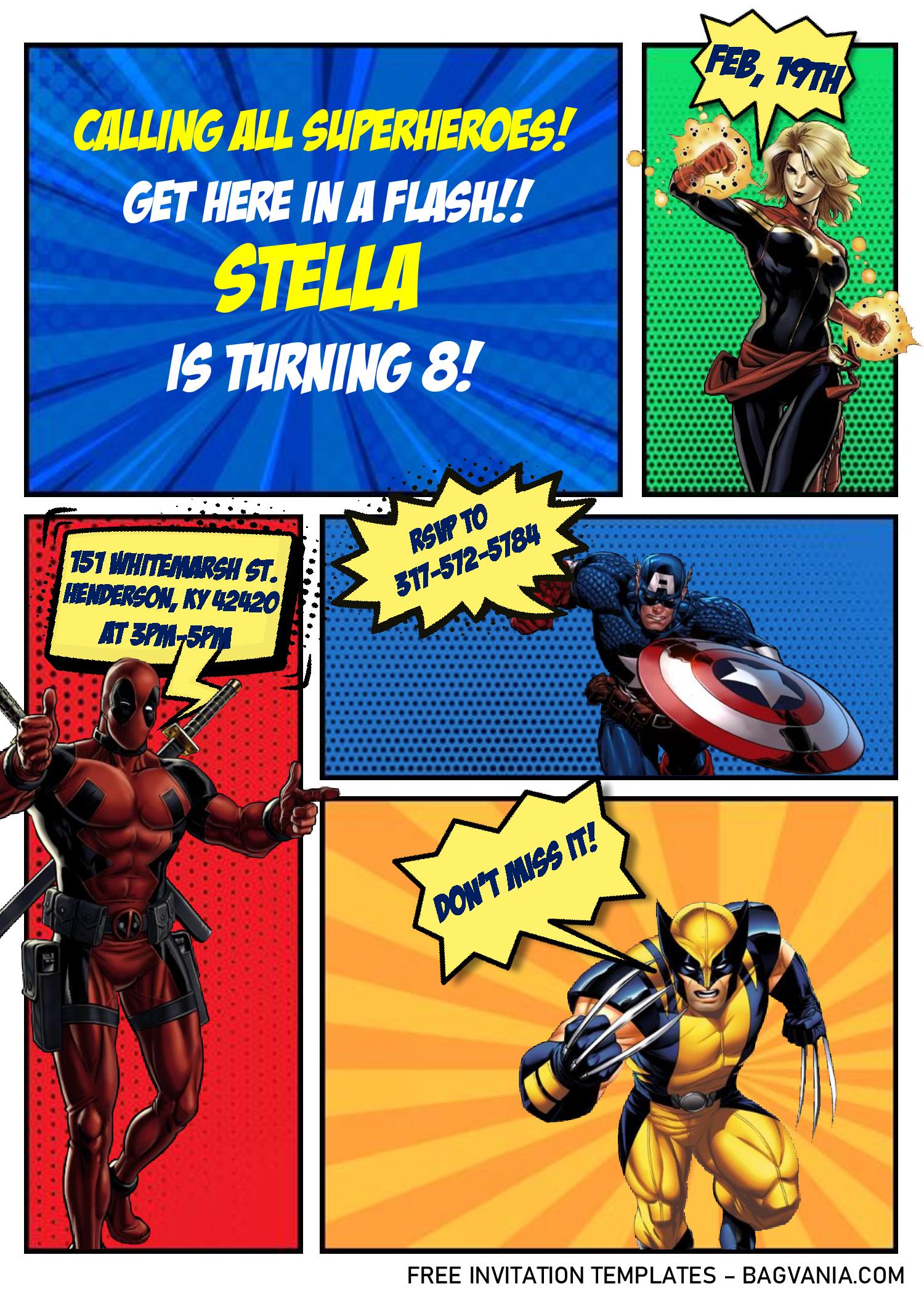 Superhero Comic Invitation Templates Editable With Ms Word Free Printable Birthday Invitation Templates Bagvania