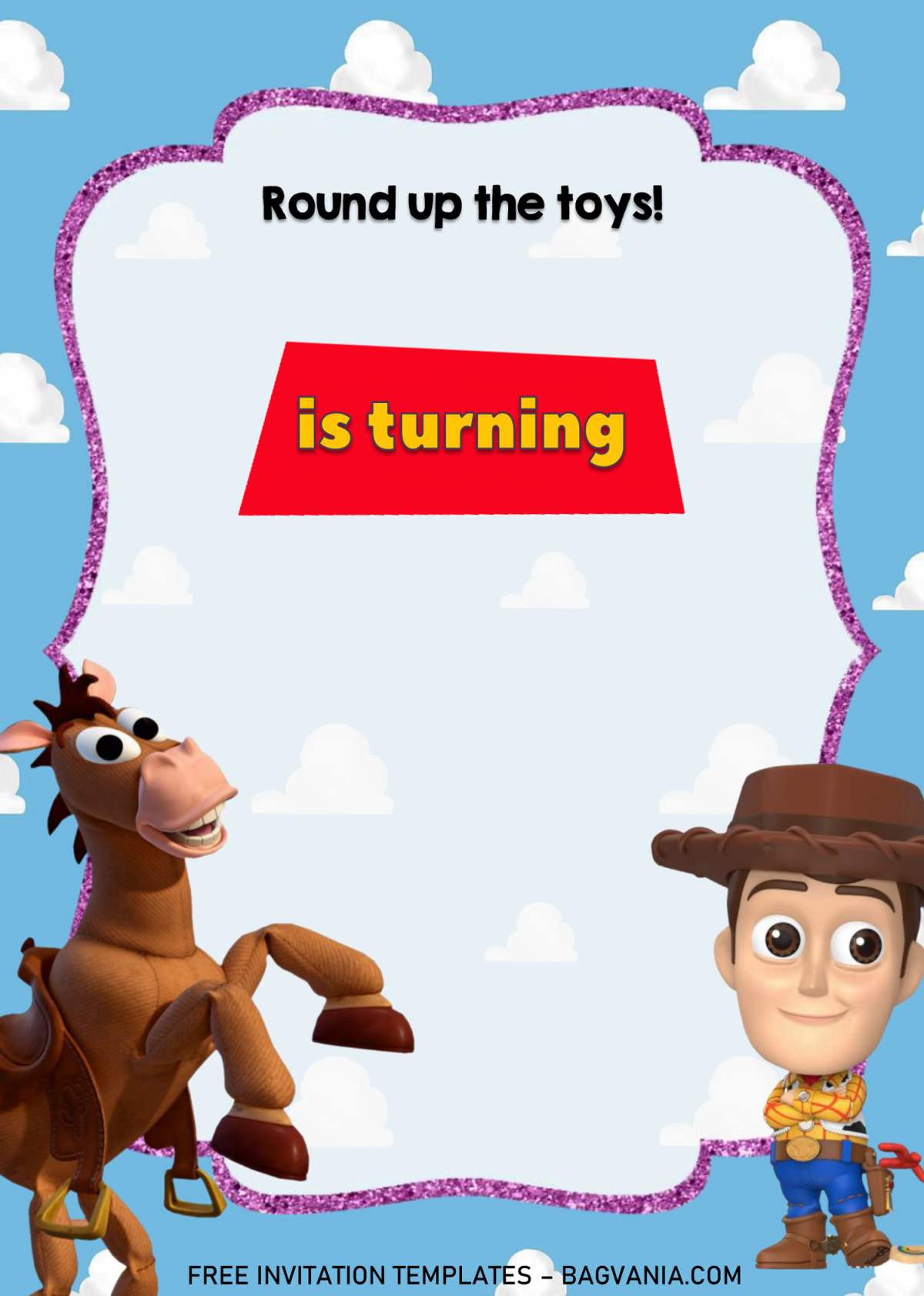 Toy Story Invitation Templates - Editable With MS Word and has transparent text frame
