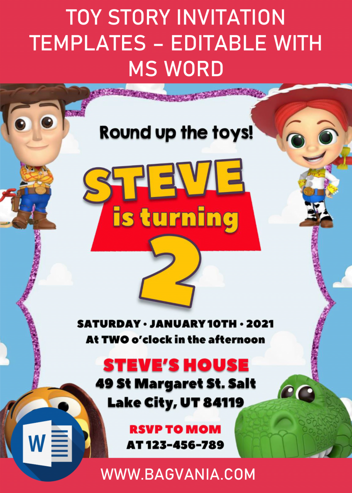 Toy Story Invitation Templates - Editable With MS Word