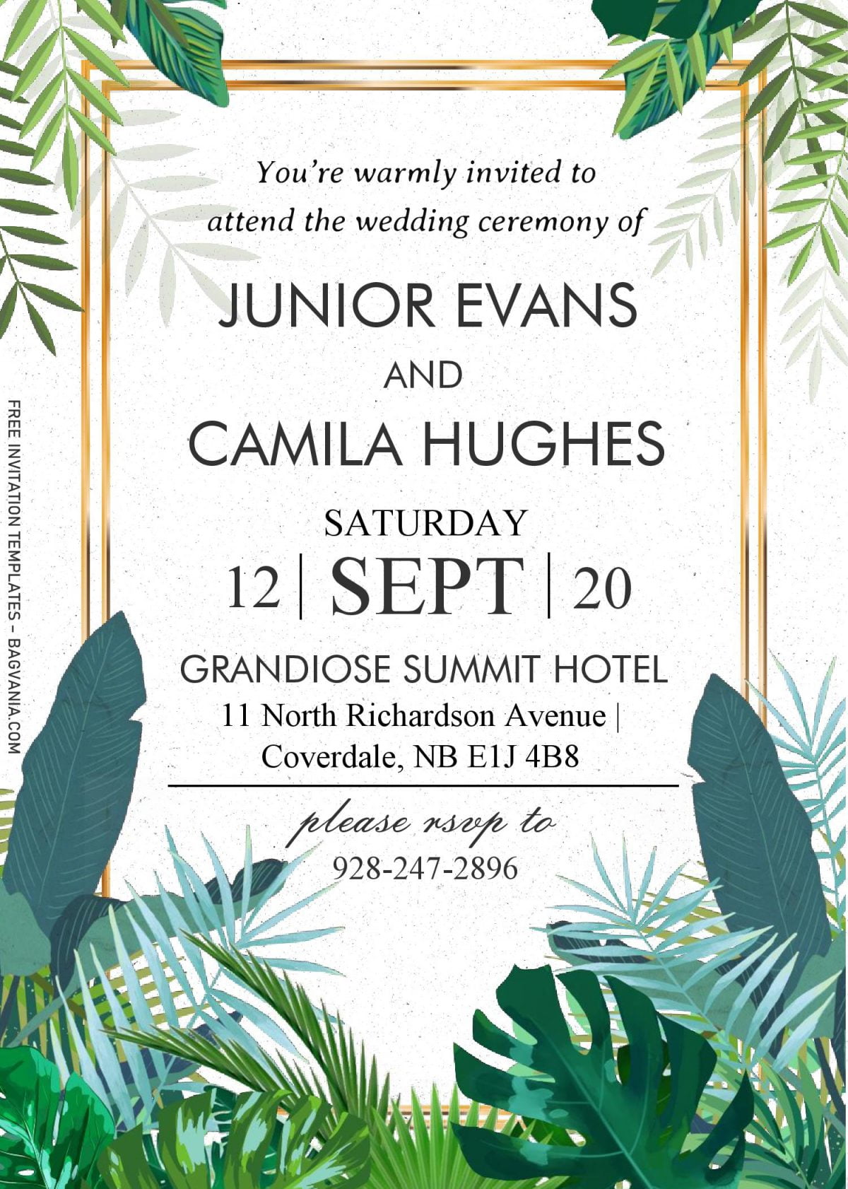 Tropical Leaves Invitation Templates - Editable With MS Word and has green foliage
