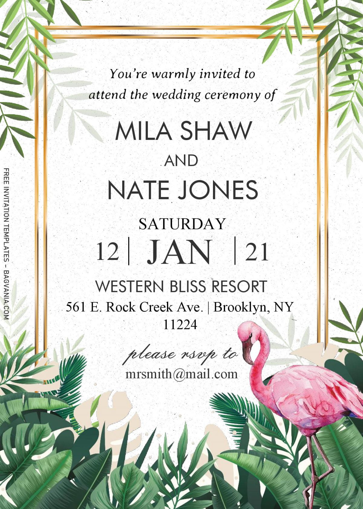 Tropical Leaves Invitation Templates - Editable With MS Word and has portrait orientation